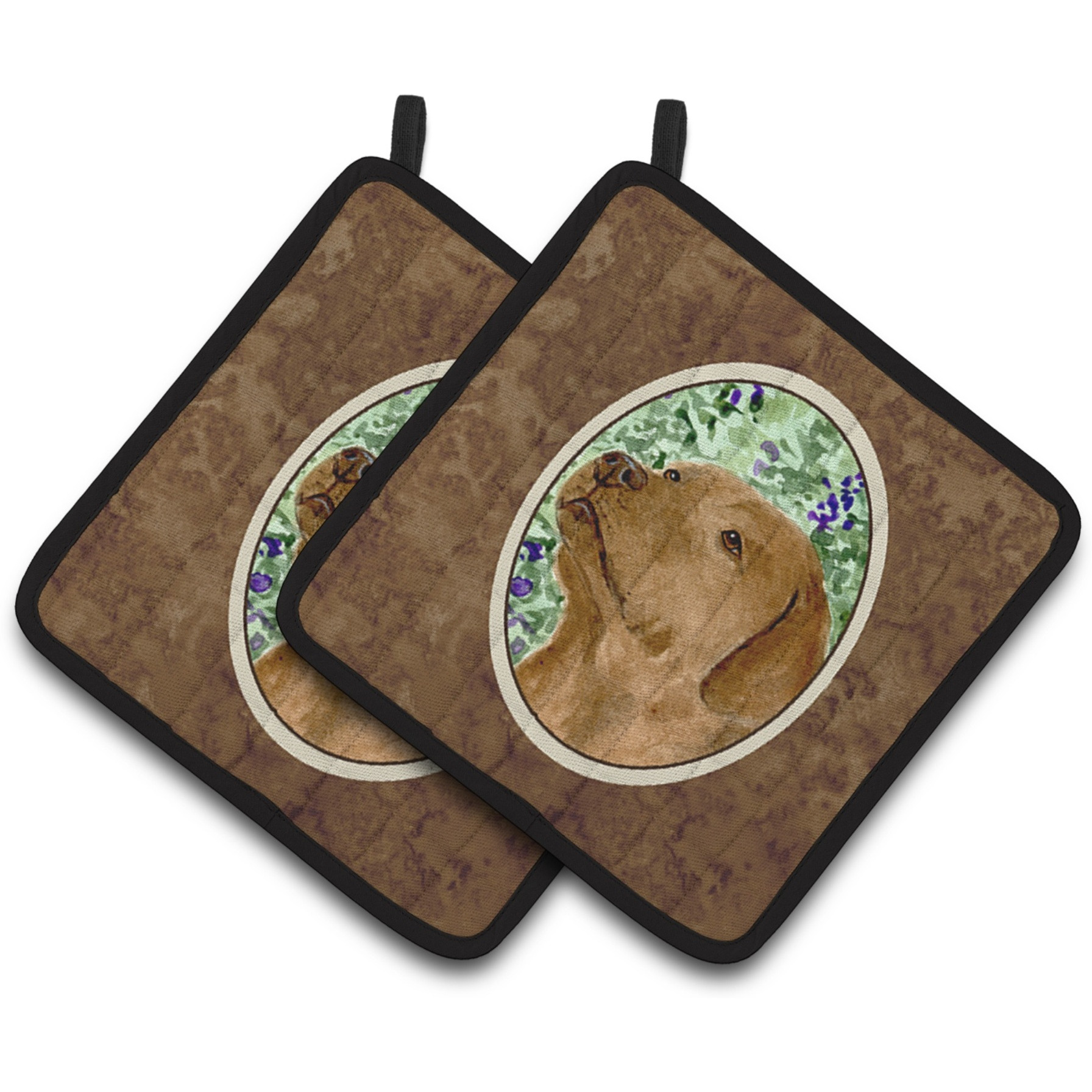 &quotCaroline's Treasures Chocolate Labrador Pair of Pot Holders SS8743PTHD, 7.5HX7.5W, Multicolor"