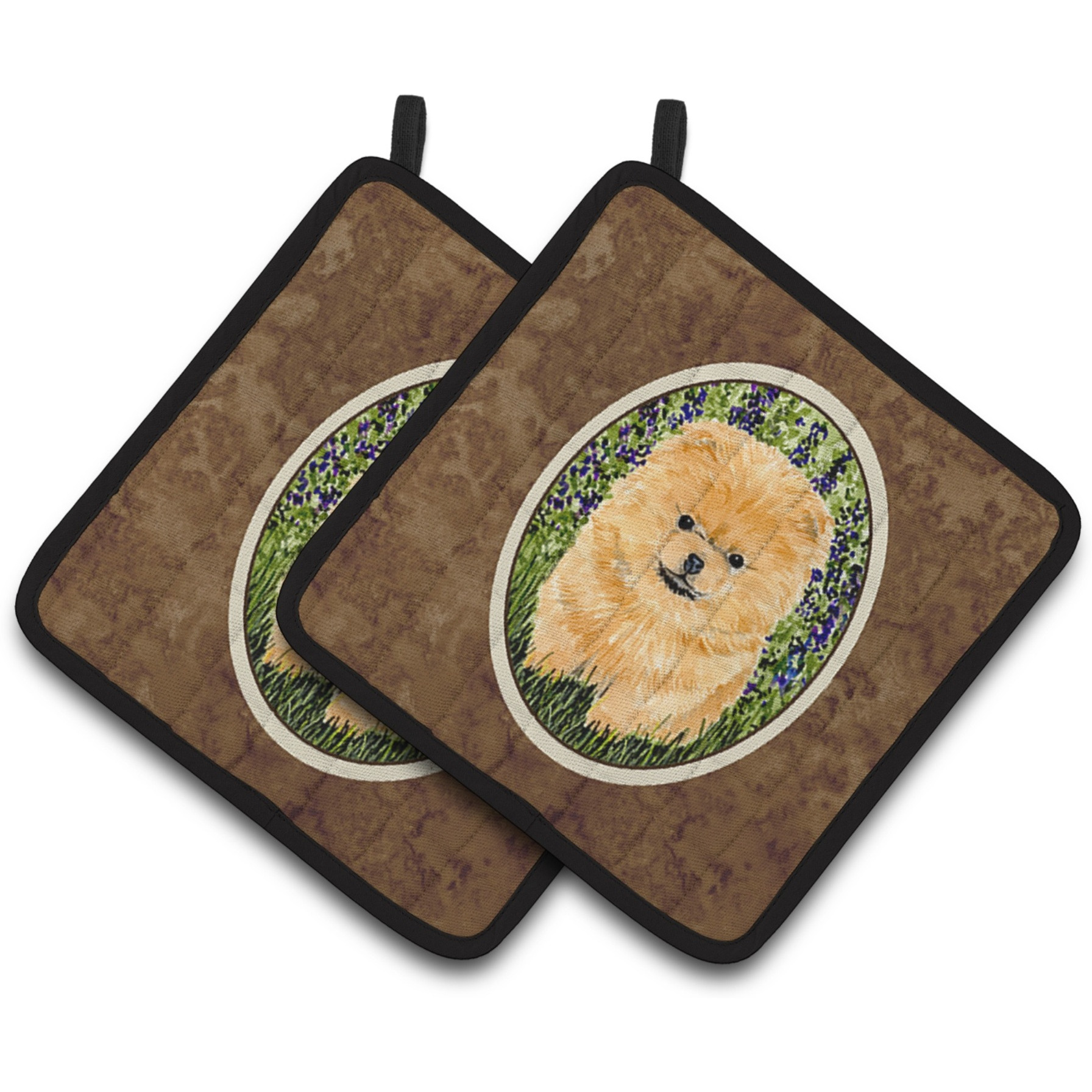 &quotCaroline's Treasures Pomeranian Pair of Pot Holders SS8746PTHD, 7.5HX7.5W, Multicolor"