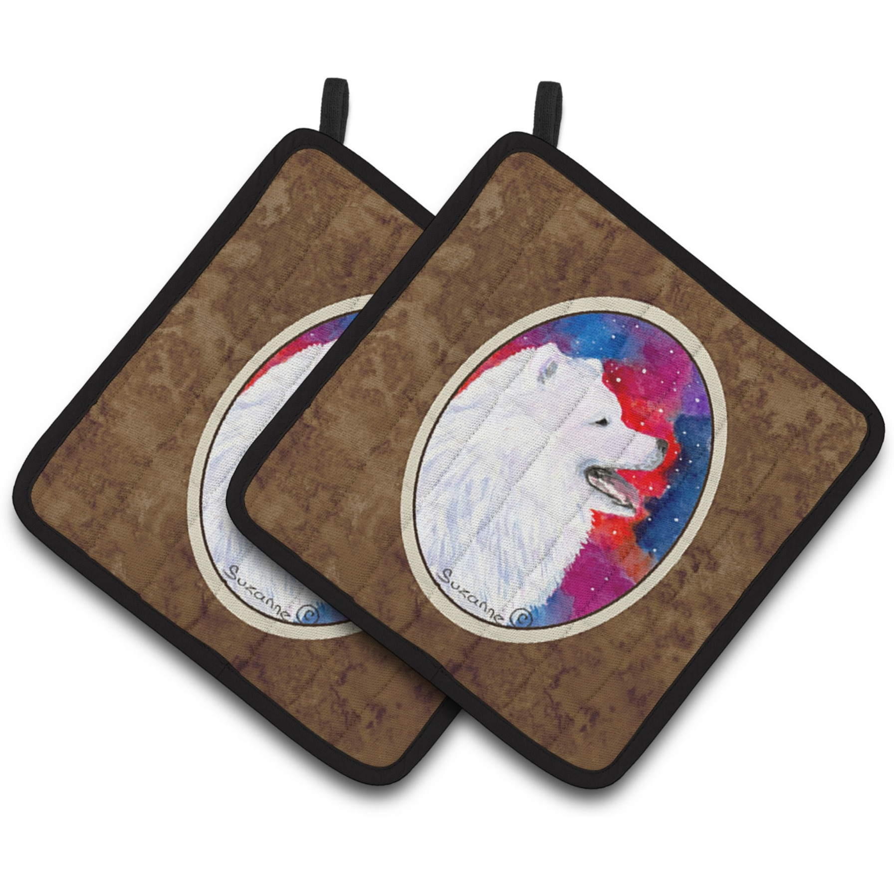 &quotCaroline's Treasures Samoyed Pair of Pot Holders SS8752PTHD, 7.5HX7.5W, Multicolor"