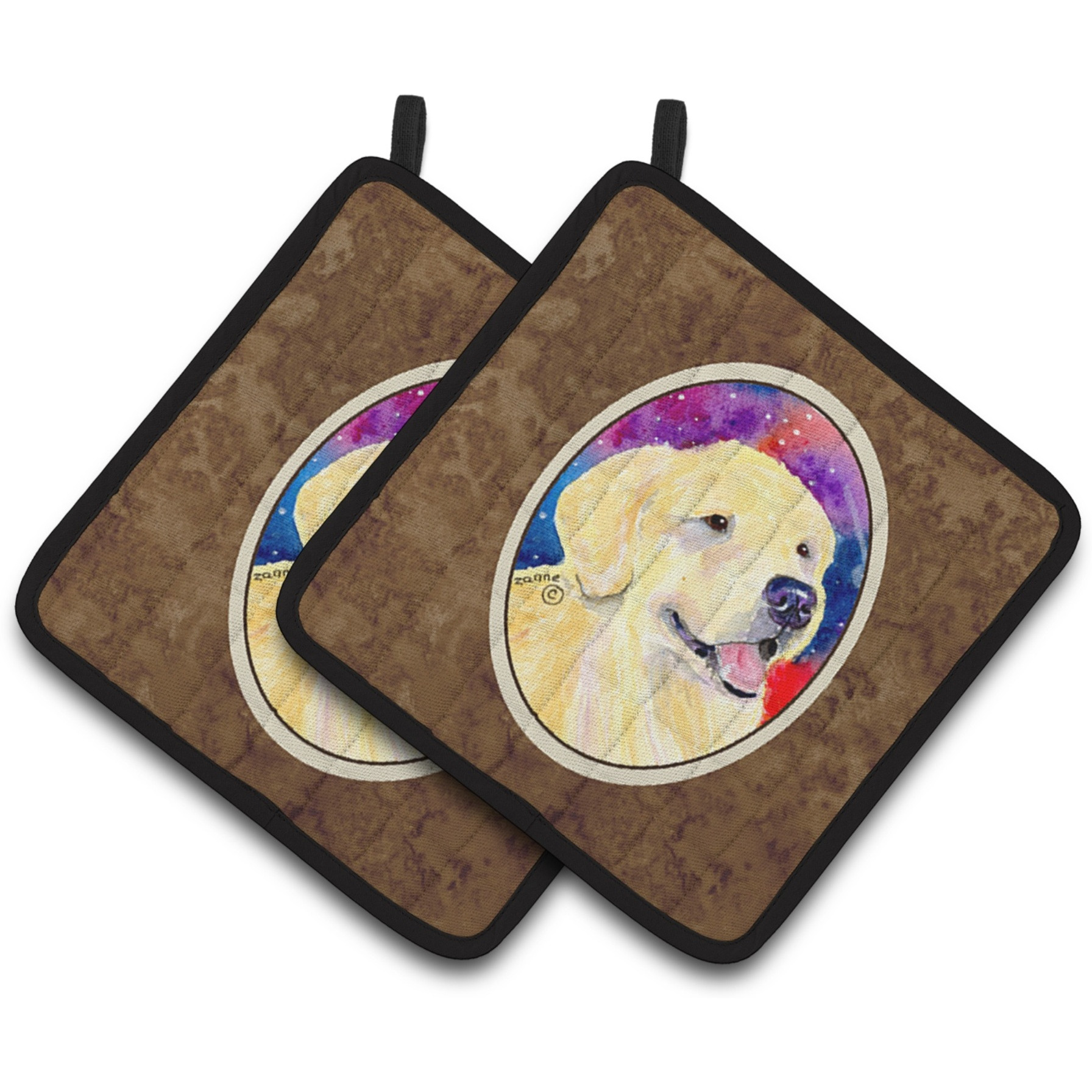 &quotCaroline's Treasures Golden Retriever Pair of Pot Holders SS8753PTHD, 7.5HX7.5W, Multicolor"