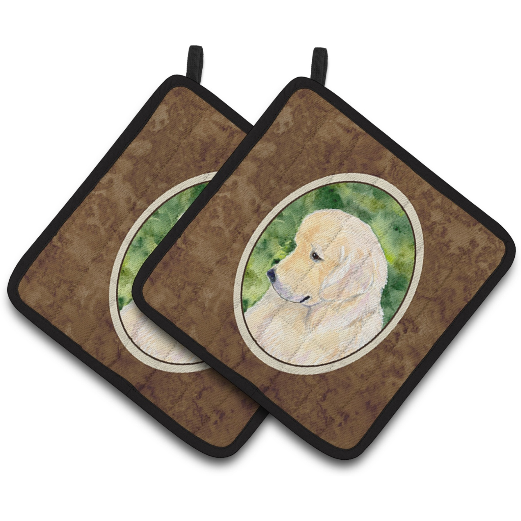 &quotCaroline's Treasures Golden Retriever Pair of Pot Holders SS8757PTHD, 7.5HX7.5W, Multicolor"