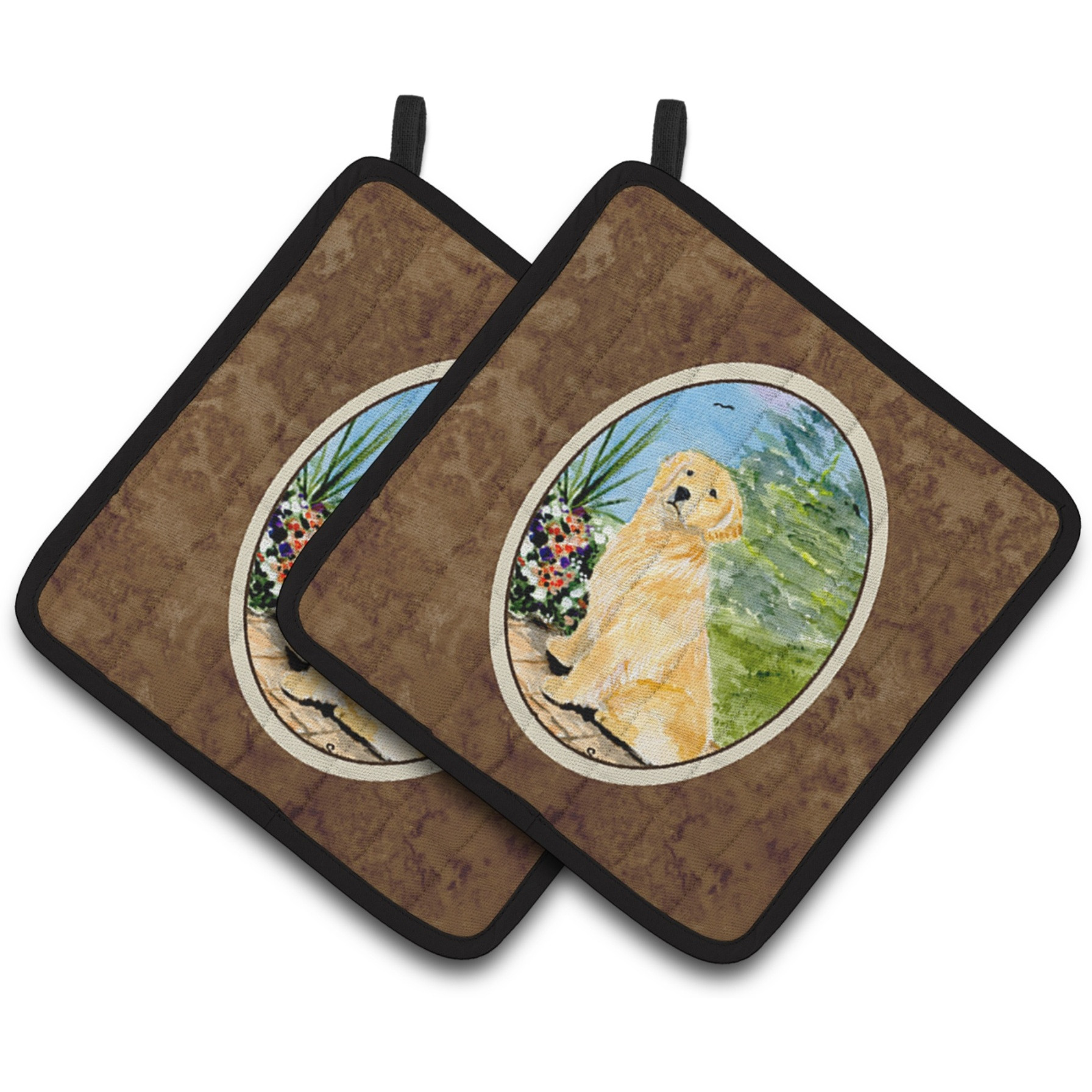 &quotCaroline's Treasures Golden Retriever Pair of Pot Holders SS8758PTHD, 7.5HX7.5W, Multicolor"