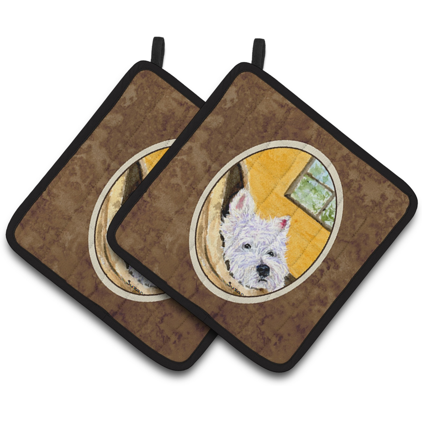 &quotCaroline's Treasures Westie Pair of Pot Holders SS8785PTHD, 7.5HX7.5W, Multicolor"