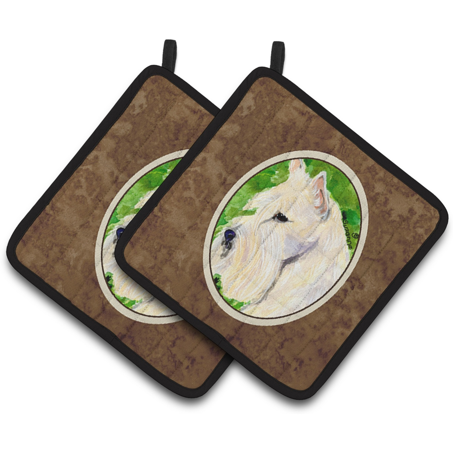 &quotCaroline's Treasures Scottish Terrier Pair of Pot Holders SS8791PTHD, 7.5HX7.5W, Multicolor"