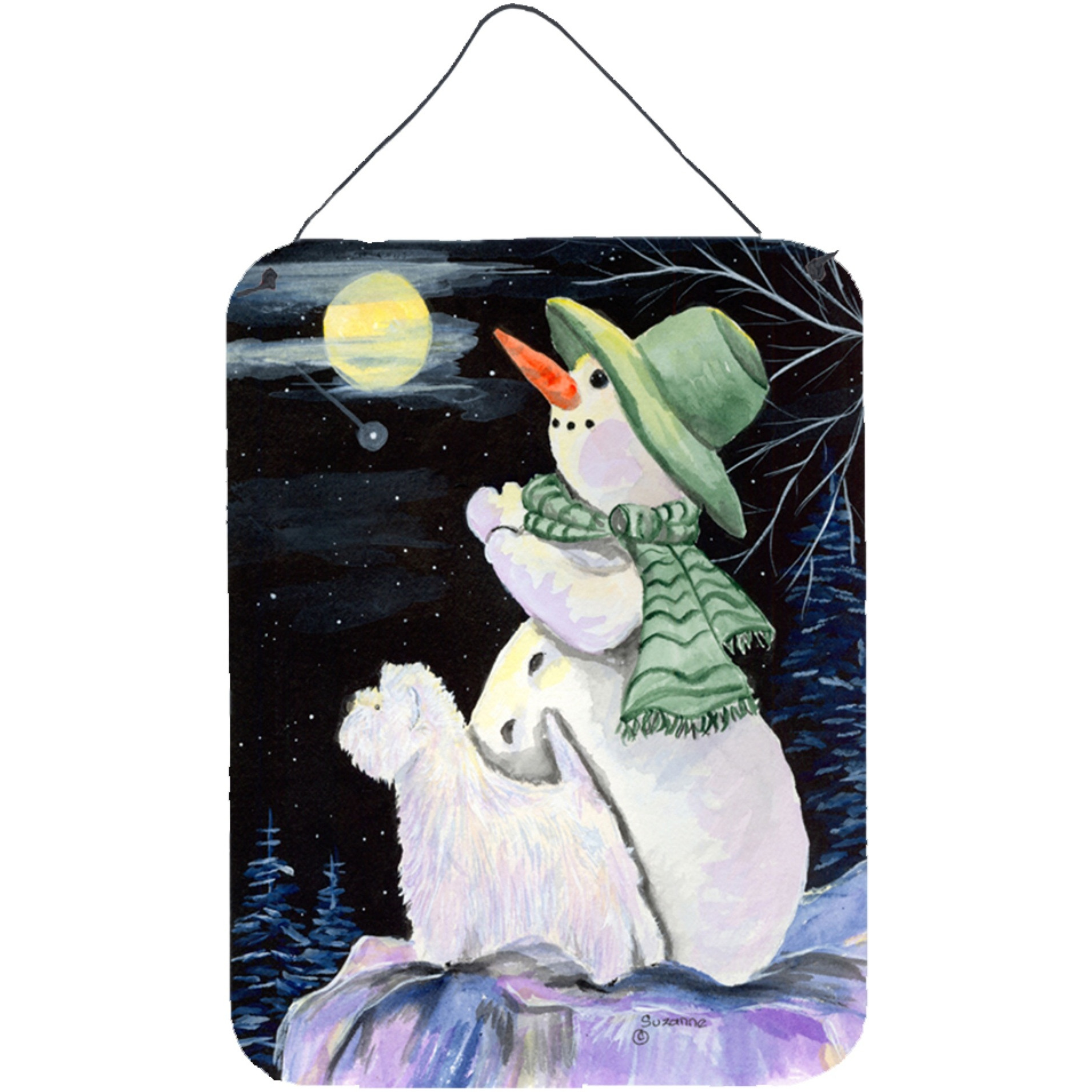 &quotCaroline's Treasures Snowman with Westie Aluminium Metal Wall or Door Hanging Prints, 16"" x 12"", Multicolor"