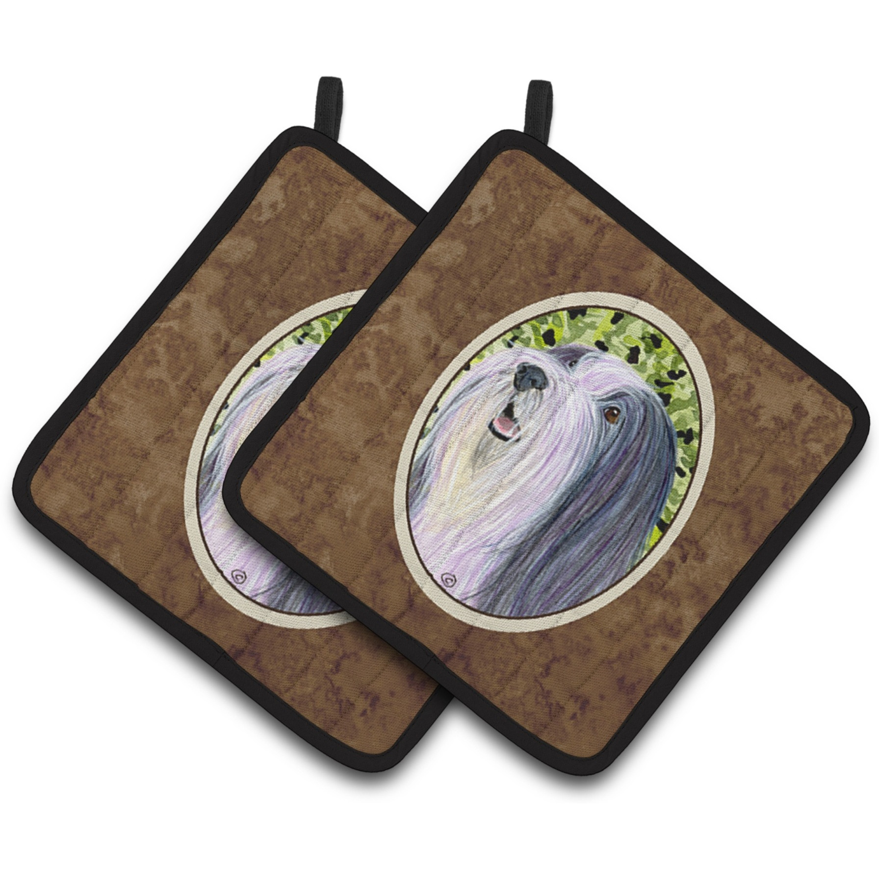 &quotCaroline's Treasures Bearded Collie Pair of Pot Holders SS8808PTHD, 7.5HX7.5W, Multicolor"
