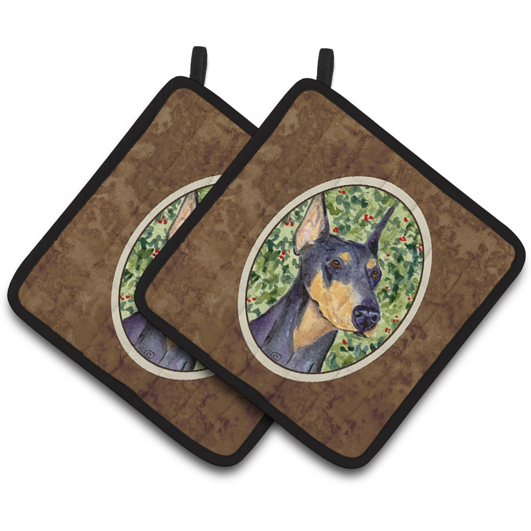 &quotCaroline's Treasures Doberman Pair of Pot Holders SS8812PTHD, 7.5HX7.5W, Multicolor"