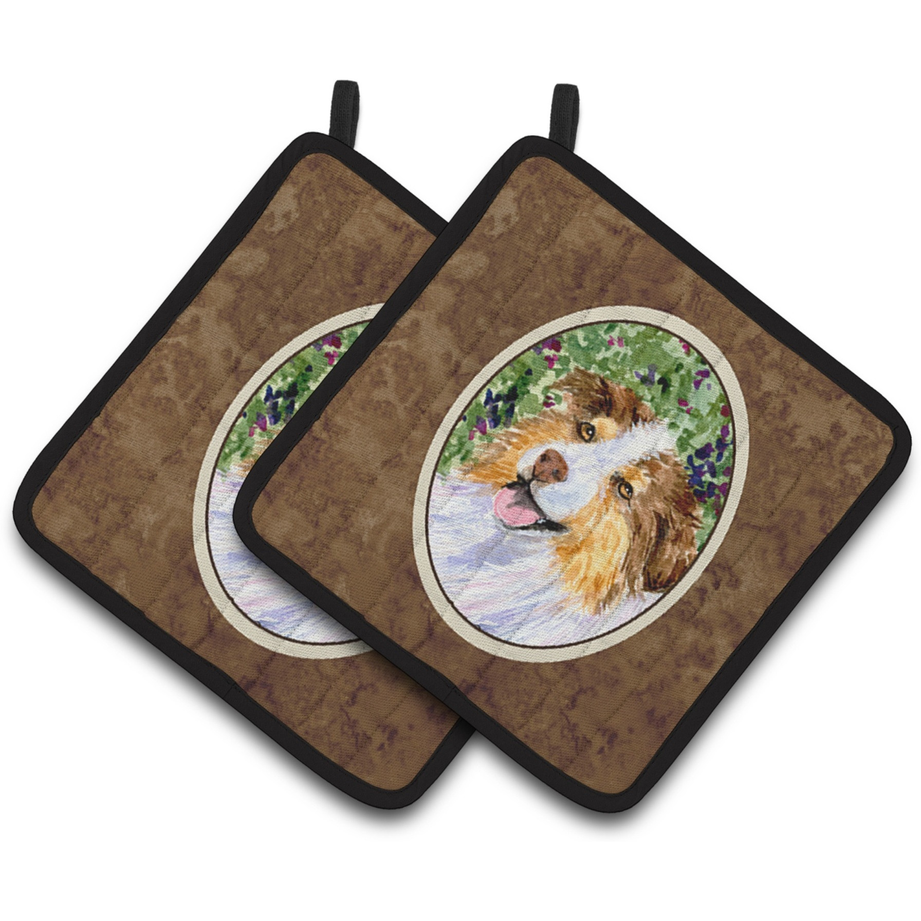 &quotCaroline's Treasures Australian Shepherd Pair of Pot Holders SS8819PTHD, 7.5HX7.5W, Multicolor"