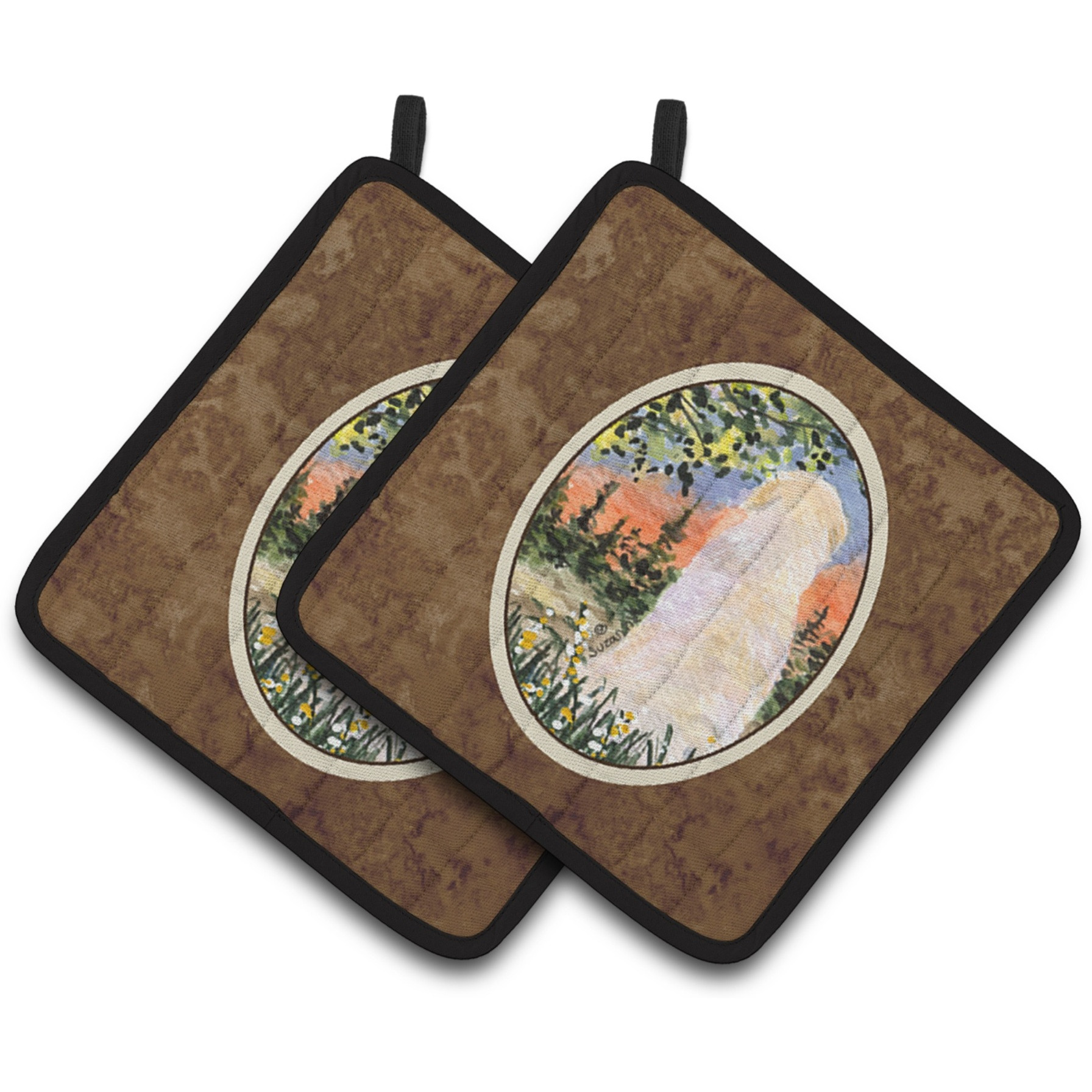 &quotCaroline's Treasures Golden Retriever Pair of Pot Holders SS8820PTHD, 7.5HX7.5W, Multicolor"