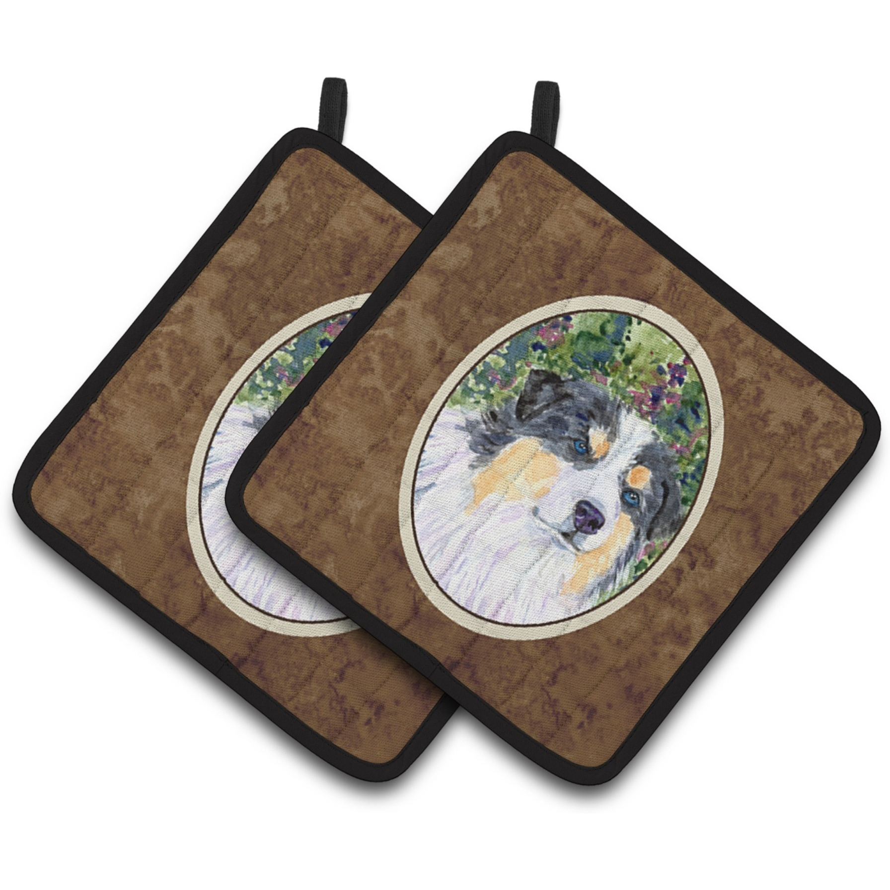 &quotCaroline's Treasures Australian Shepherd Pair of Pot Holders SS8821PTHD, 7.5HX7.5W, Multicolor"