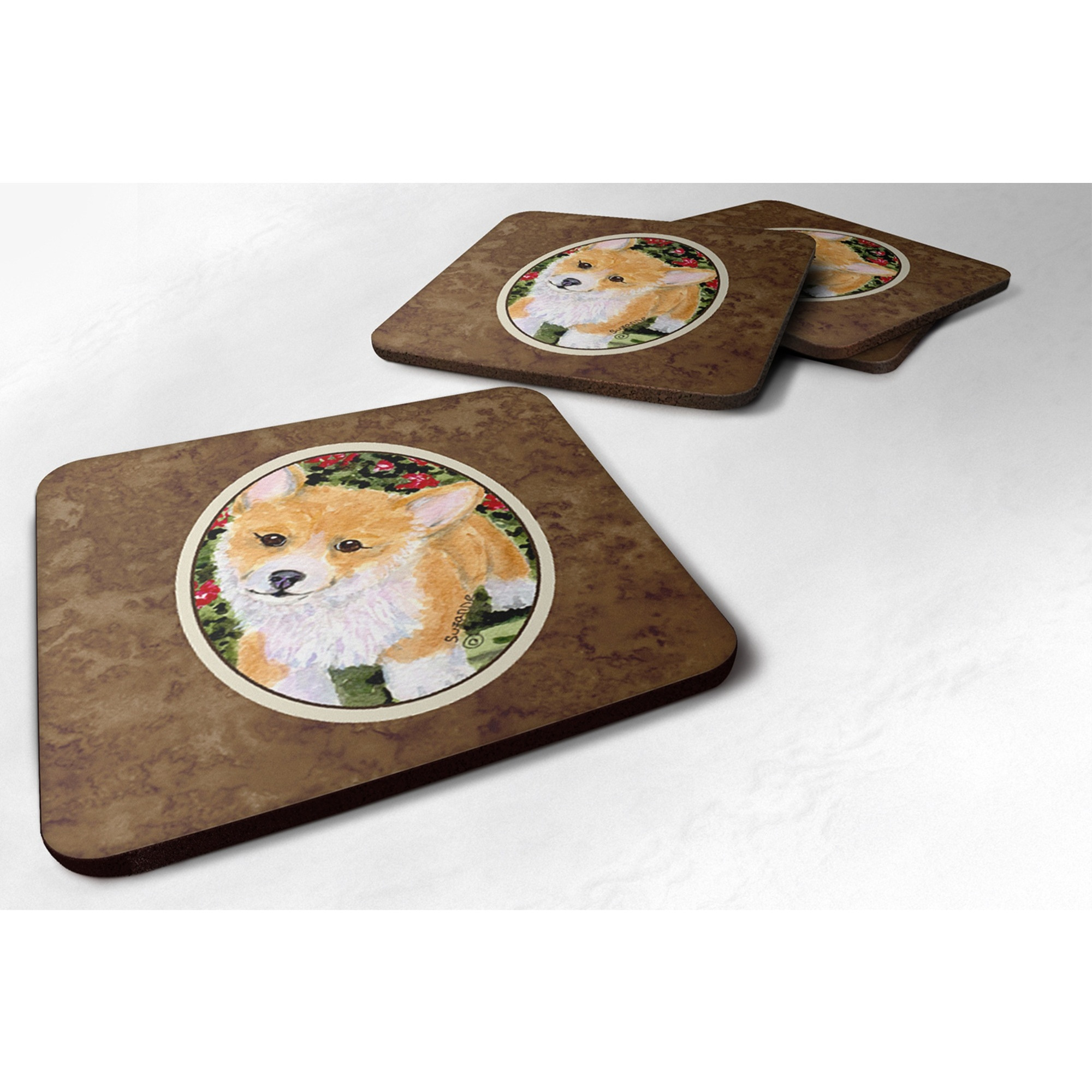 &quotCaroline's Treasures SS8823FC Corgi Foam Coasters (Set of 4), 3.5"" H x 3.5"" W, Multicolor"