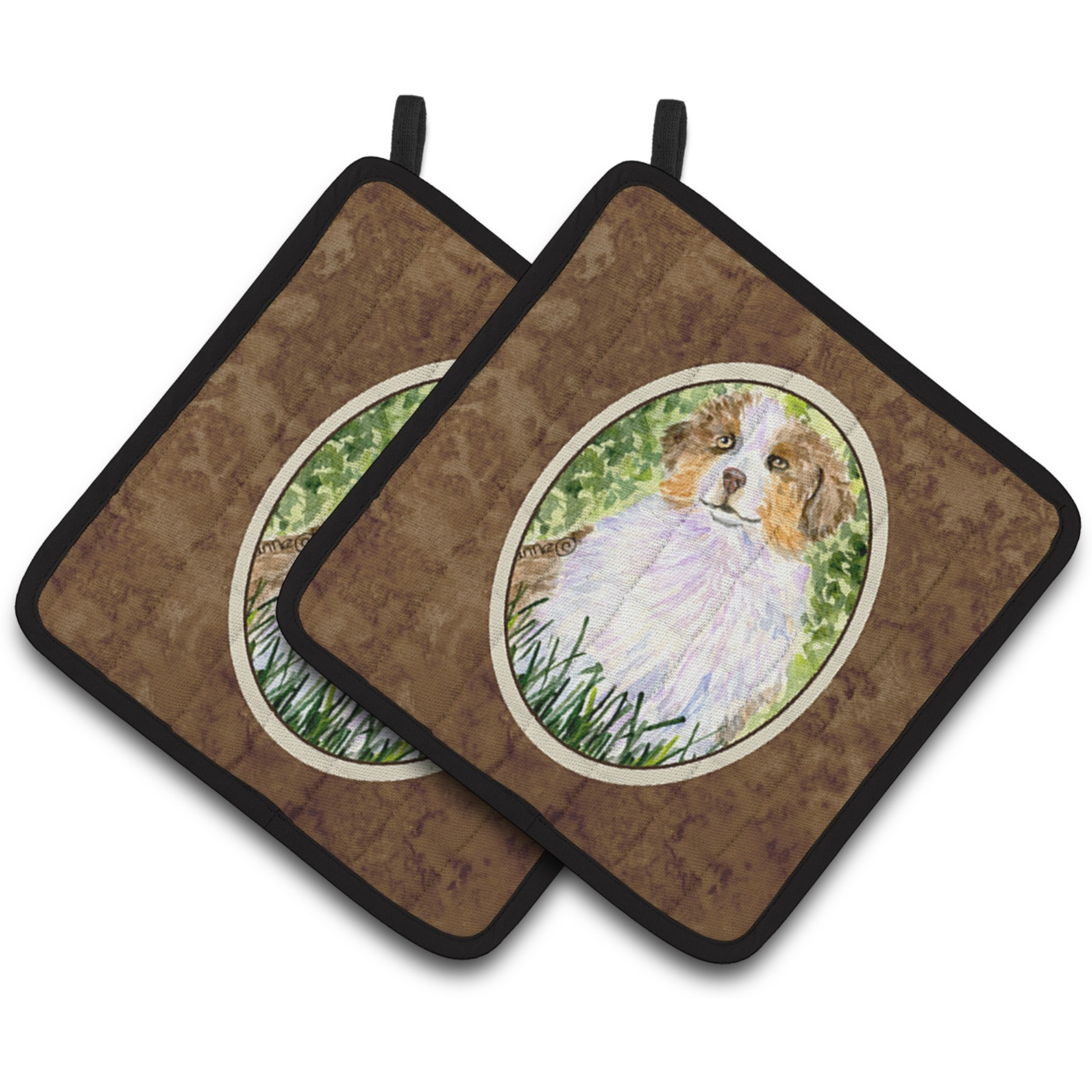 &quotCaroline's Treasures Australian Shepherd Pair of Pot Holders SS8844PTHD, 7.5HX7.5W, Multicolor"