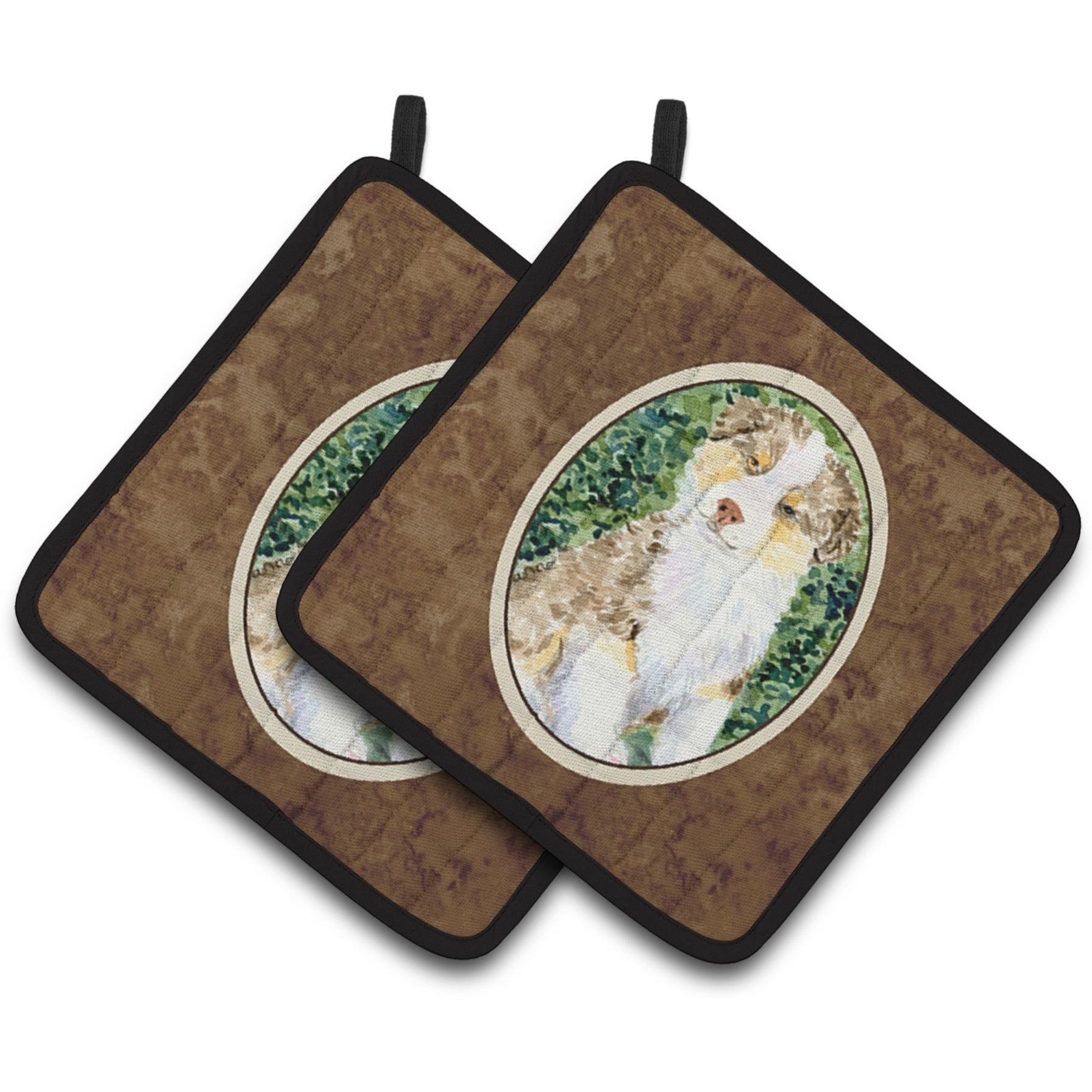 &quotCaroline's Treasures Australian Shepherd Pair of Pot Holders SS8847PTHD, 7.5HX7.5W, Multicolor"