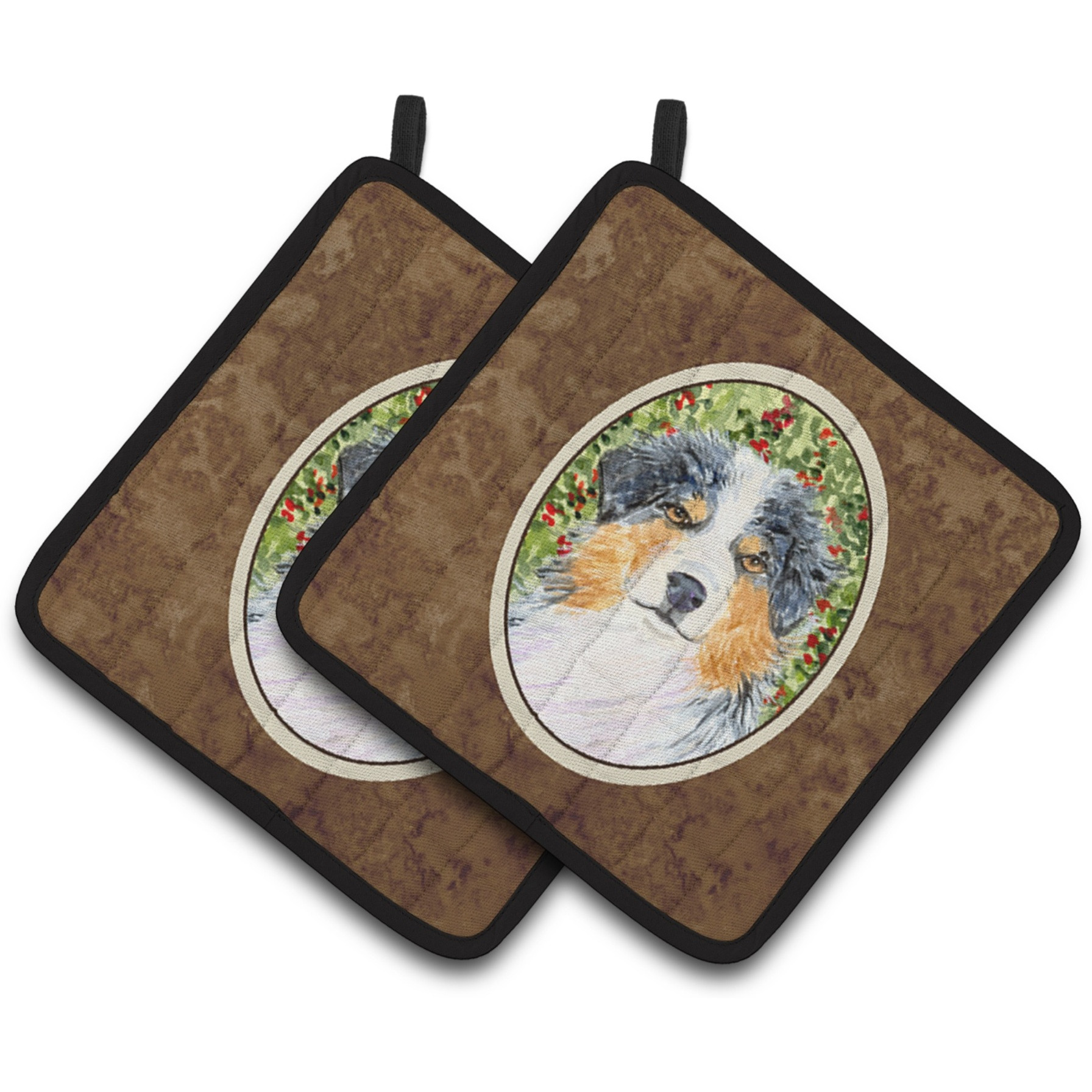 &quotCaroline's Treasures Australian Shepherd Pair of Pot Holders SS8848PTHD, 7.5HX7.5W, Multicolor"