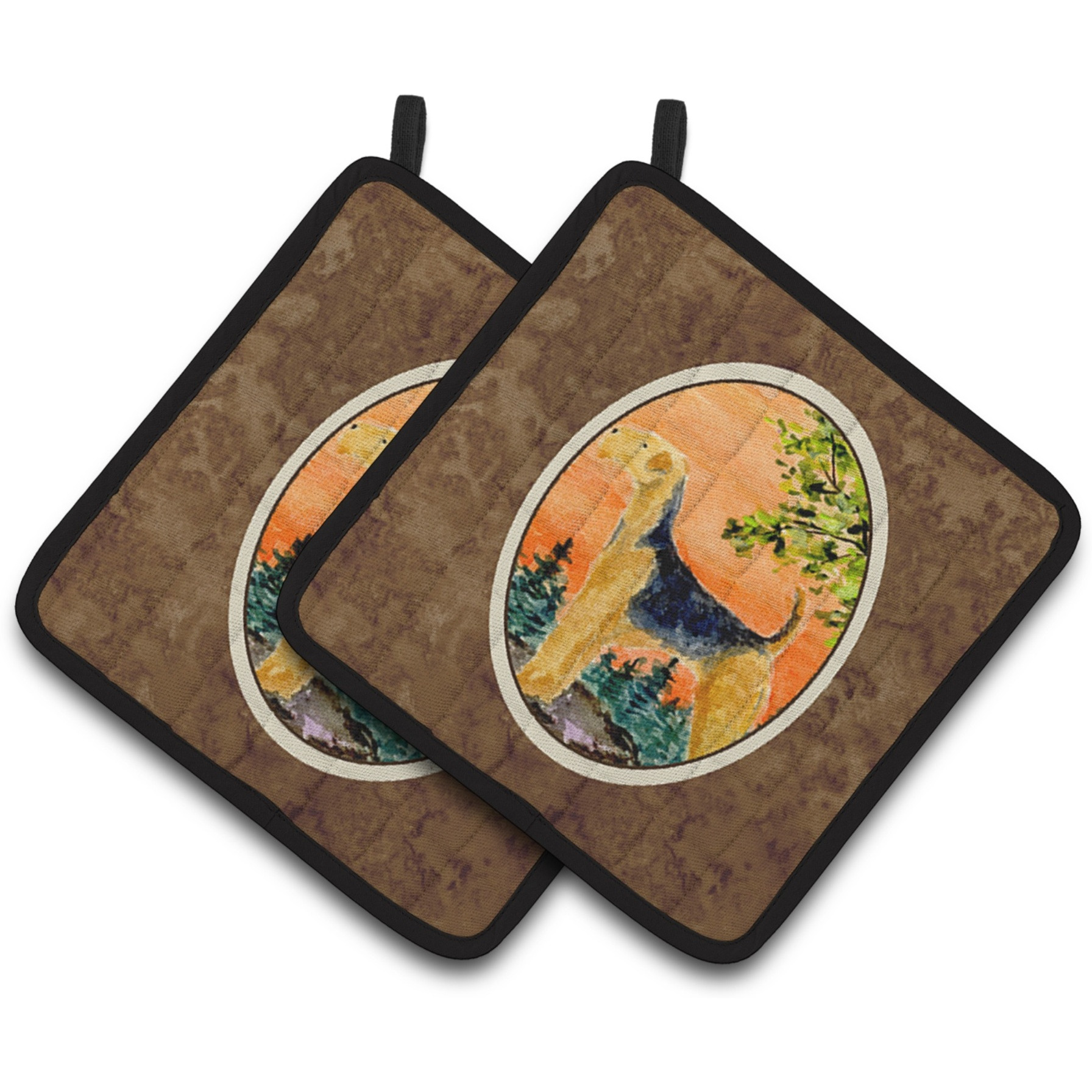 &quotCaroline's Treasures Airedale Pair of Pot Holders SS8850PTHD, 7.5HX7.5W, Multicolor"