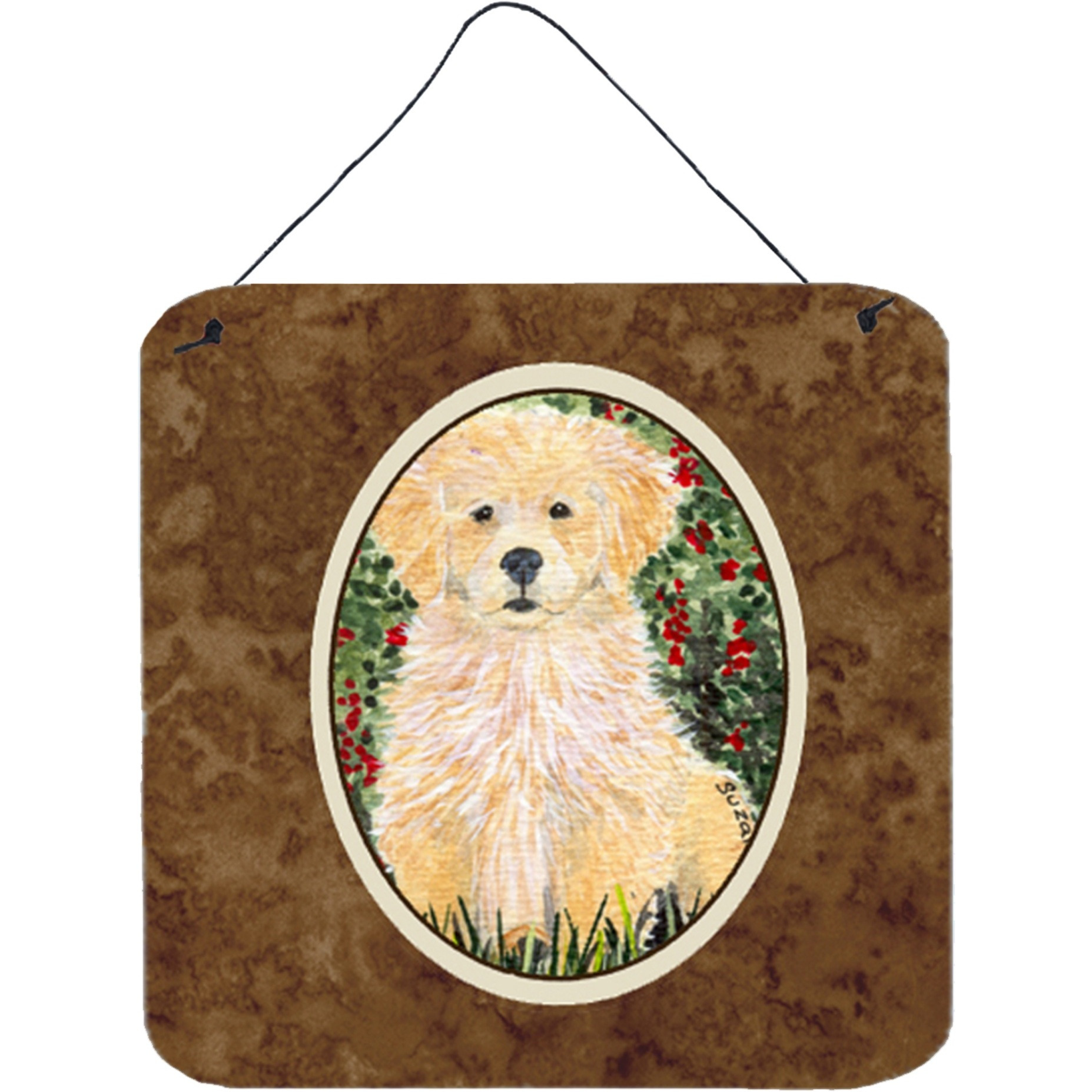 &quotCaroline's Treasures SS8857DS66 Golden Retriever Aluminum Metal Wall or Door Hanging Prints, 6 x 6"", Multicolor"