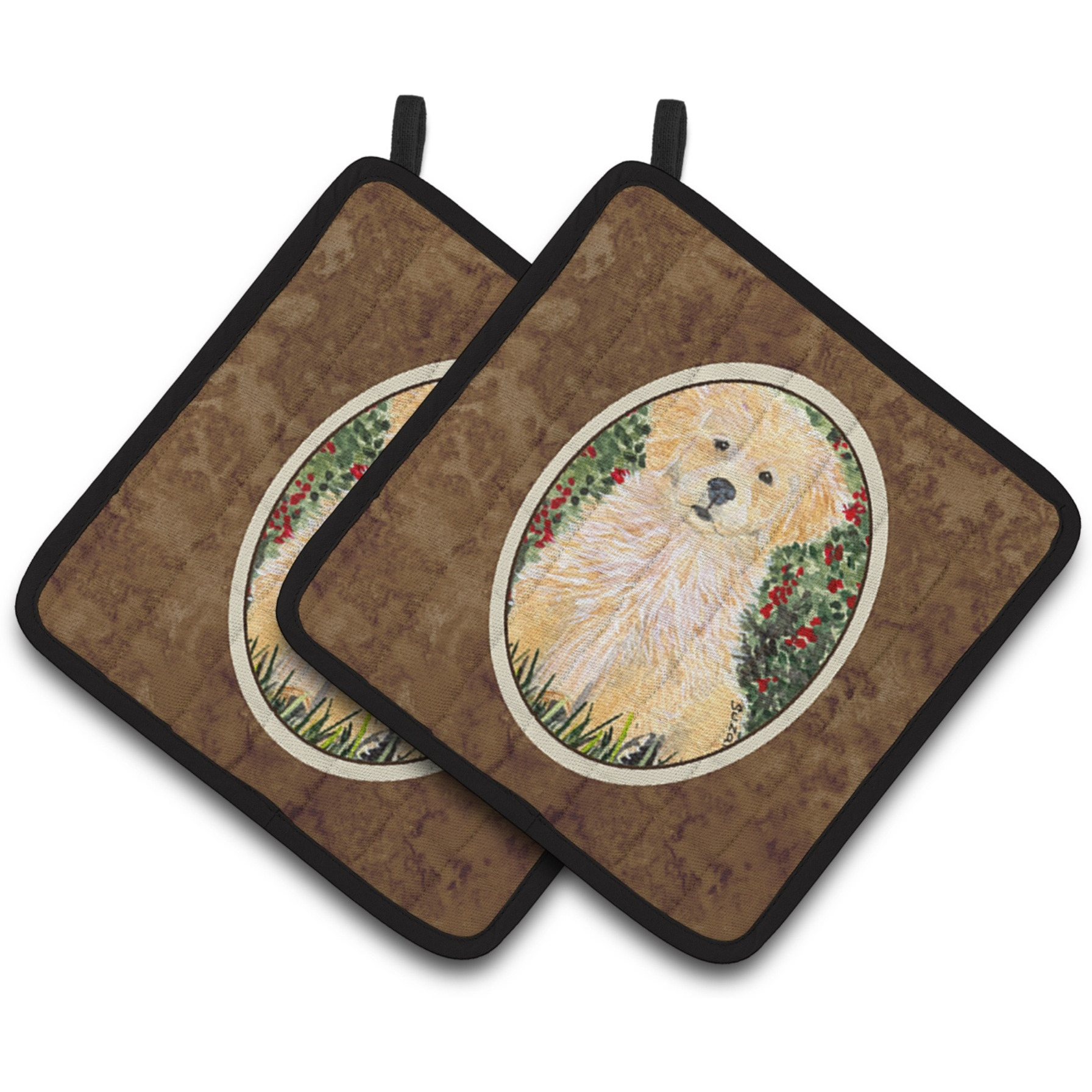 &quotCaroline's Treasures Golden Retriever Pair of Pot Holders SS8857PTHD, 7.5HX7.5W, Multicolor"