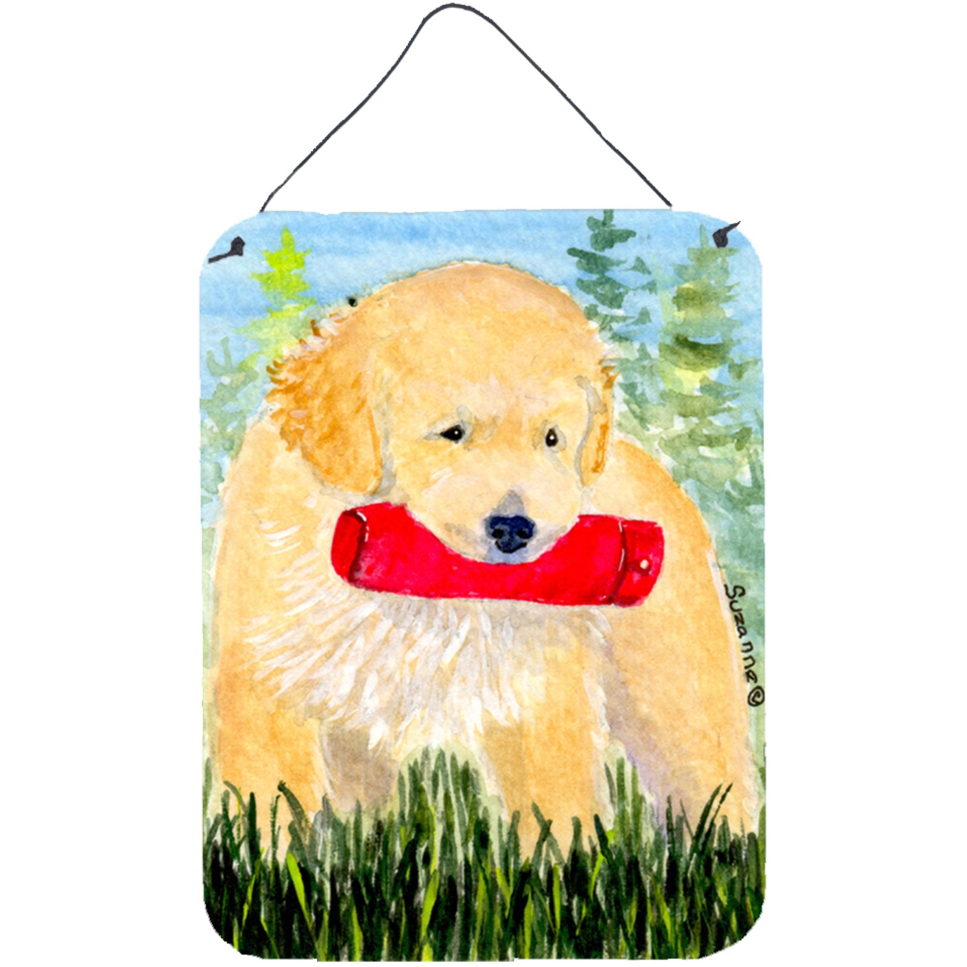 &quotCaroline's Treasures SS8858DS1216 Golden Retriever Aluminium Metal Wall or Door Hanging Prints, 16"" x 12"", Multicolor"