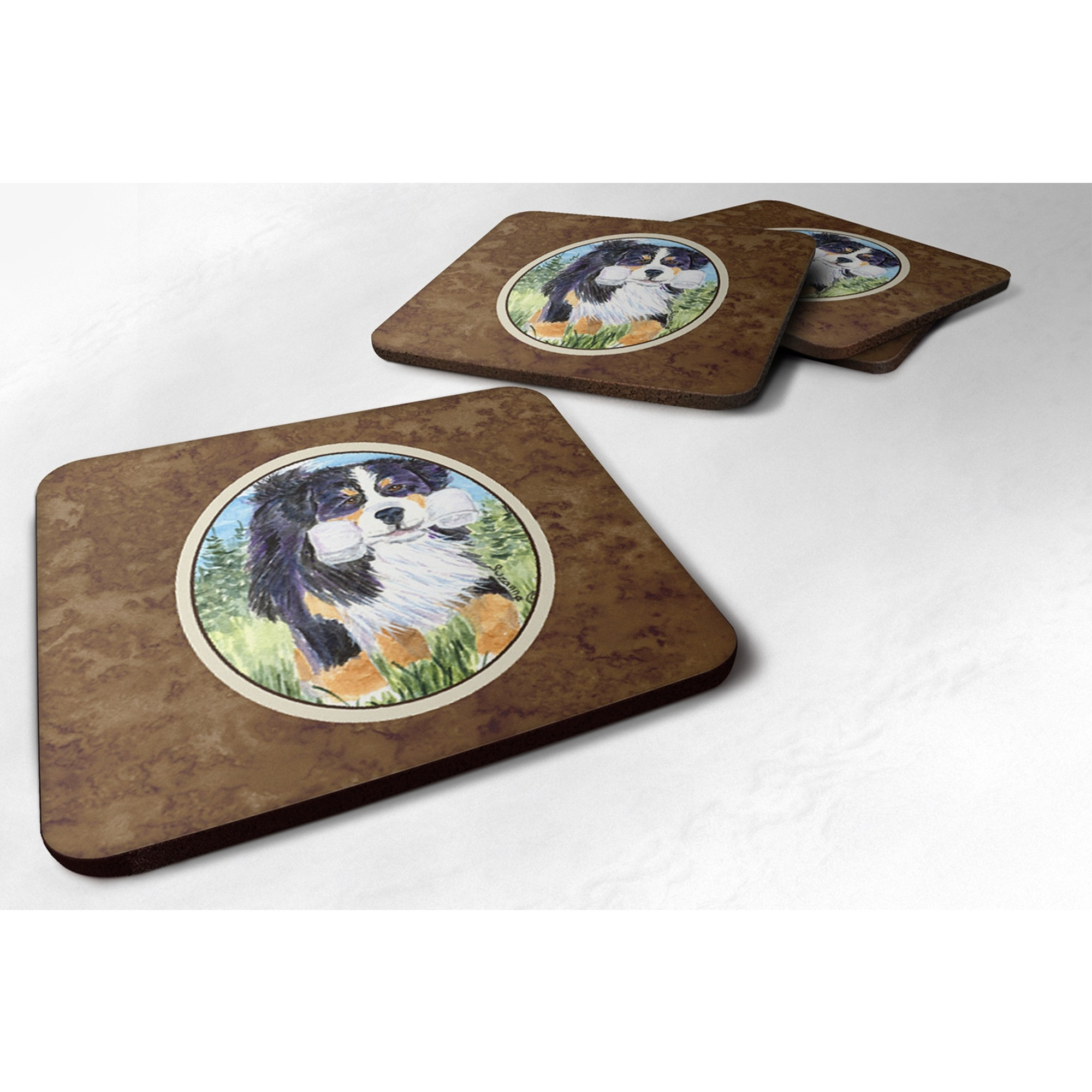 &quotCaroline's Treasures SS8860FC Bernese Mountain Dog Foam Coasters (Set of 4), 3.5"" H x 3.5"" W, Multicolor"