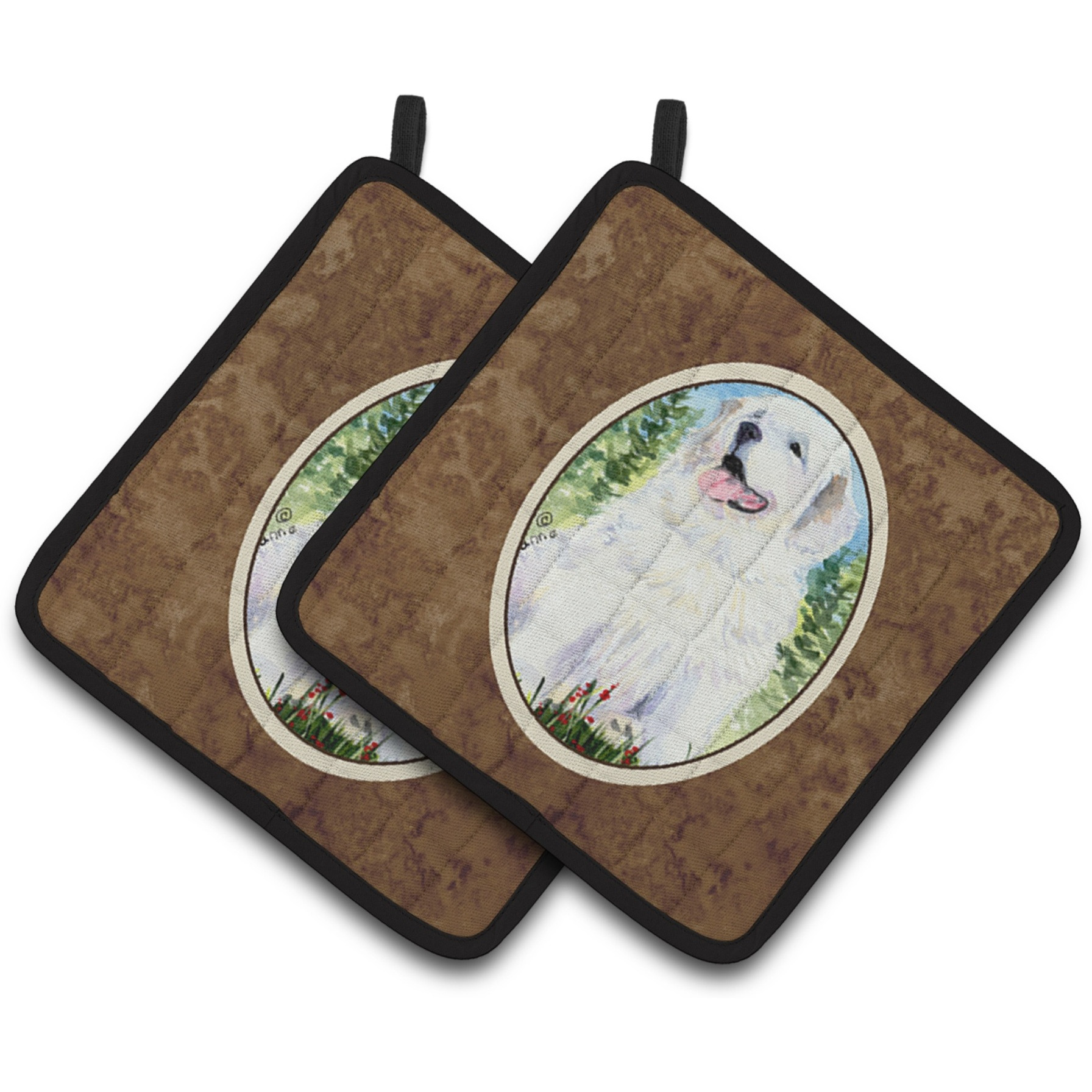 &quotCaroline's Treasures Great Pyrenees Pair of Pot Holders SS8866PTHD, 7.5HX7.5W, Multicolor"