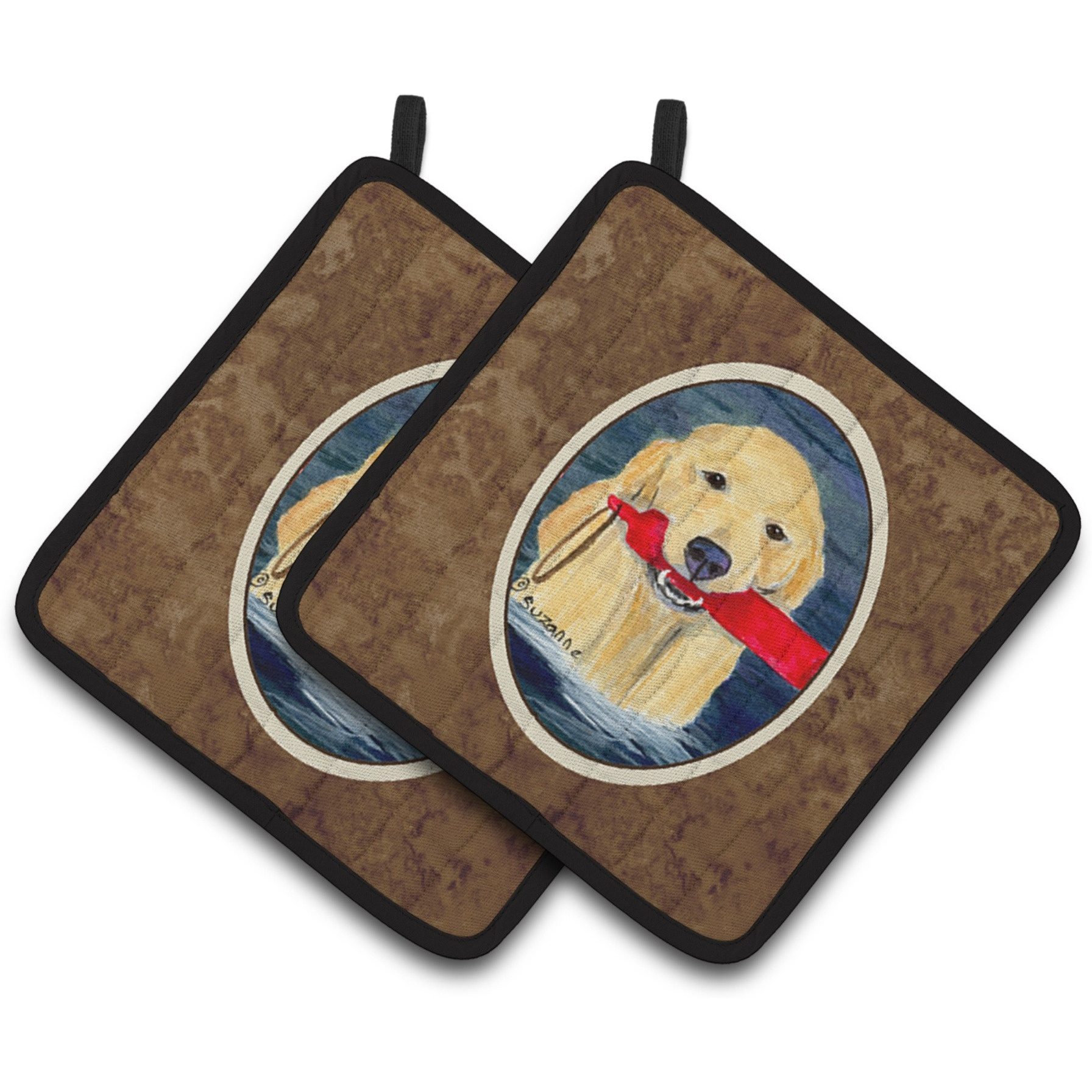 &quotCaroline's Treasures Golden Retriever Pair of Pot Holders SS8868PTHD, 7.5HX7.5W, Multicolor"