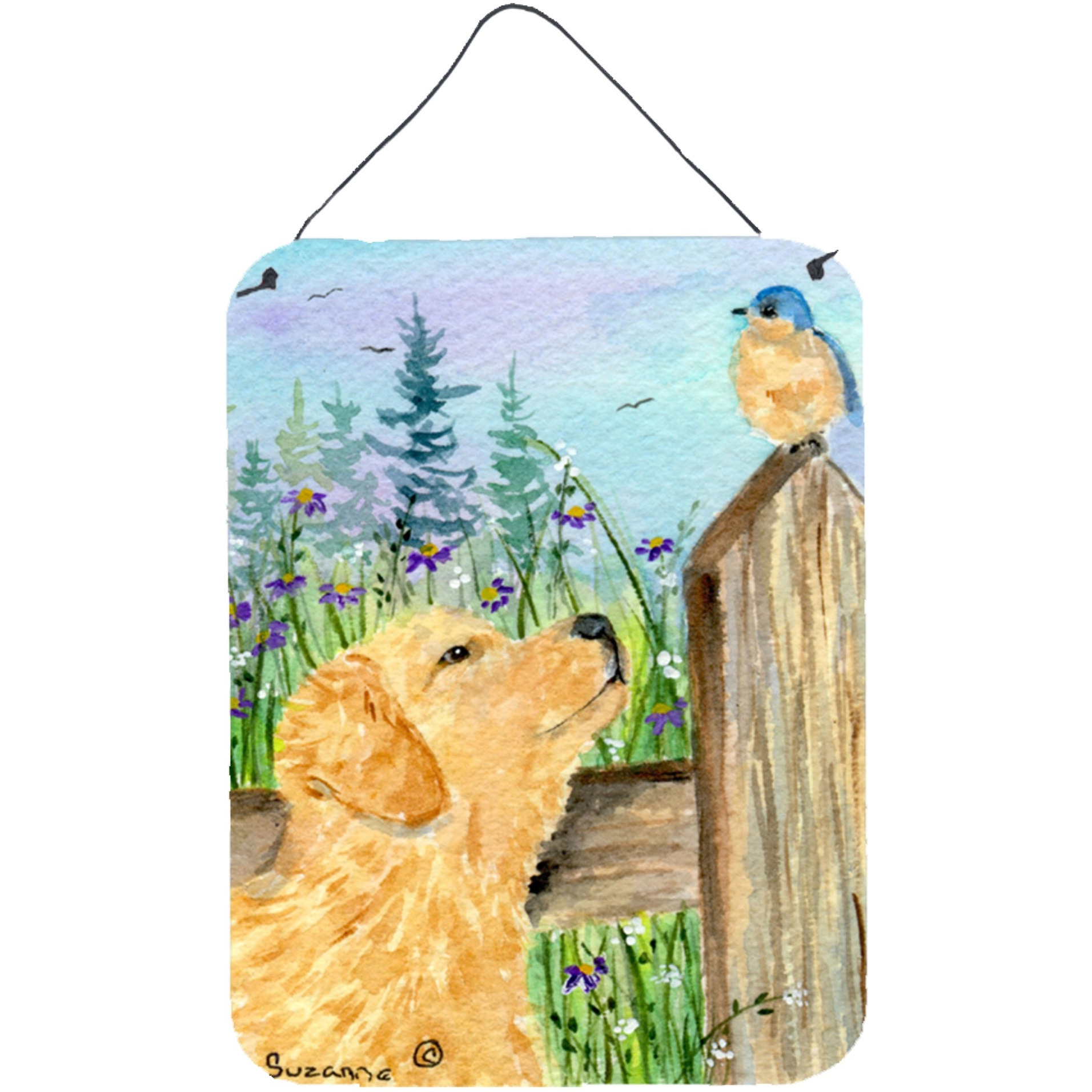 &quotCaroline's Treasures SS8883DS1216 Golden Retriever Aluminium Metal Wall or Door Hanging Prints, 16"" x 12"", Multicolor"
