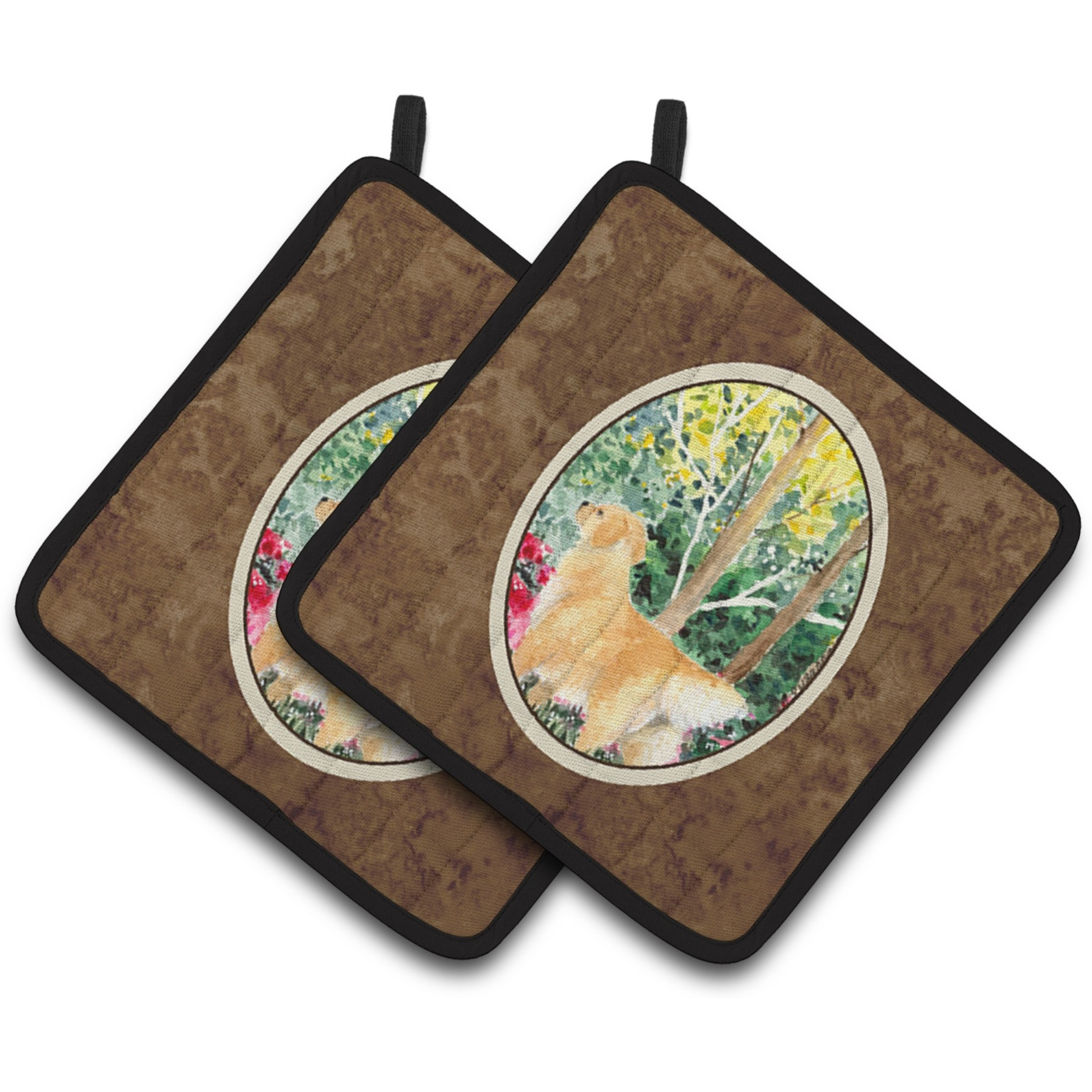 &quotCaroline's Treasures Golden Retriever Pair of Pot Holders SS8886PTHD, 7.5HX7.5W, Multicolor"