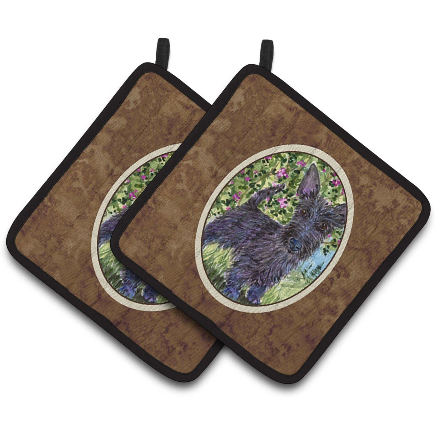 &quotCaroline's Treasures Scottish Terrier Pair of Pot Holders SS8889PTHD, 7.5HX7.5W, Multicolor"