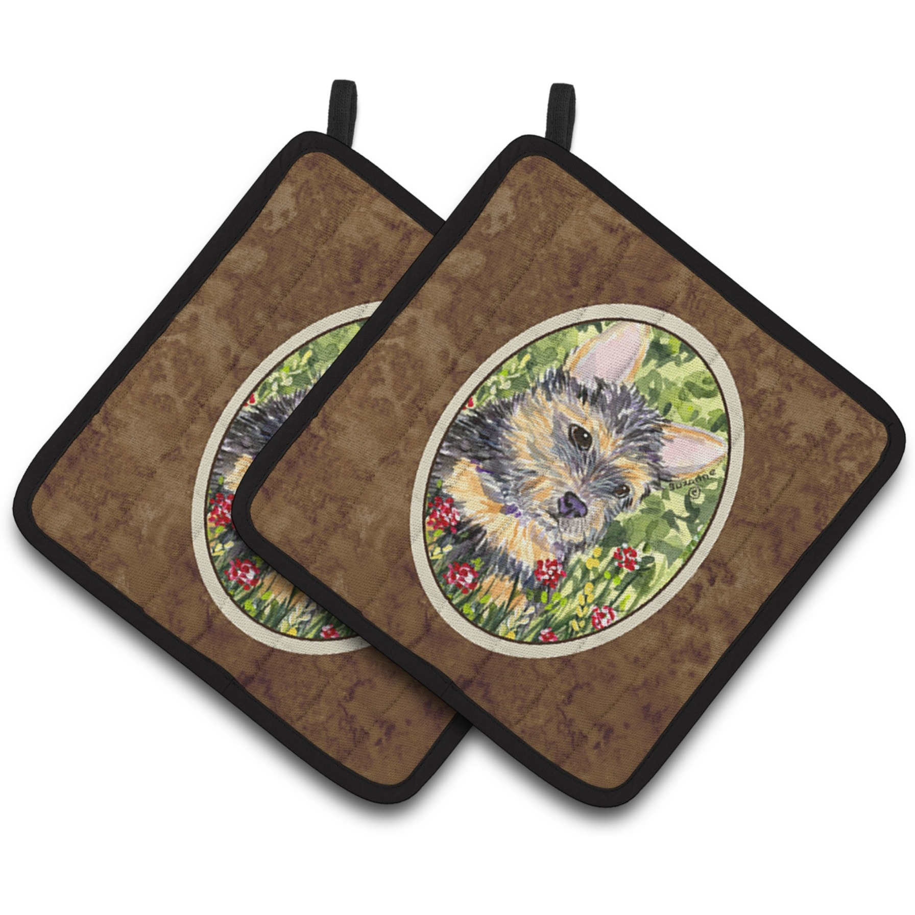 &quotCaroline's Treasures Norwich Terrier Pair of Pot Holders SS8893PTHD, 7.5HX7.5W, Multicolor"