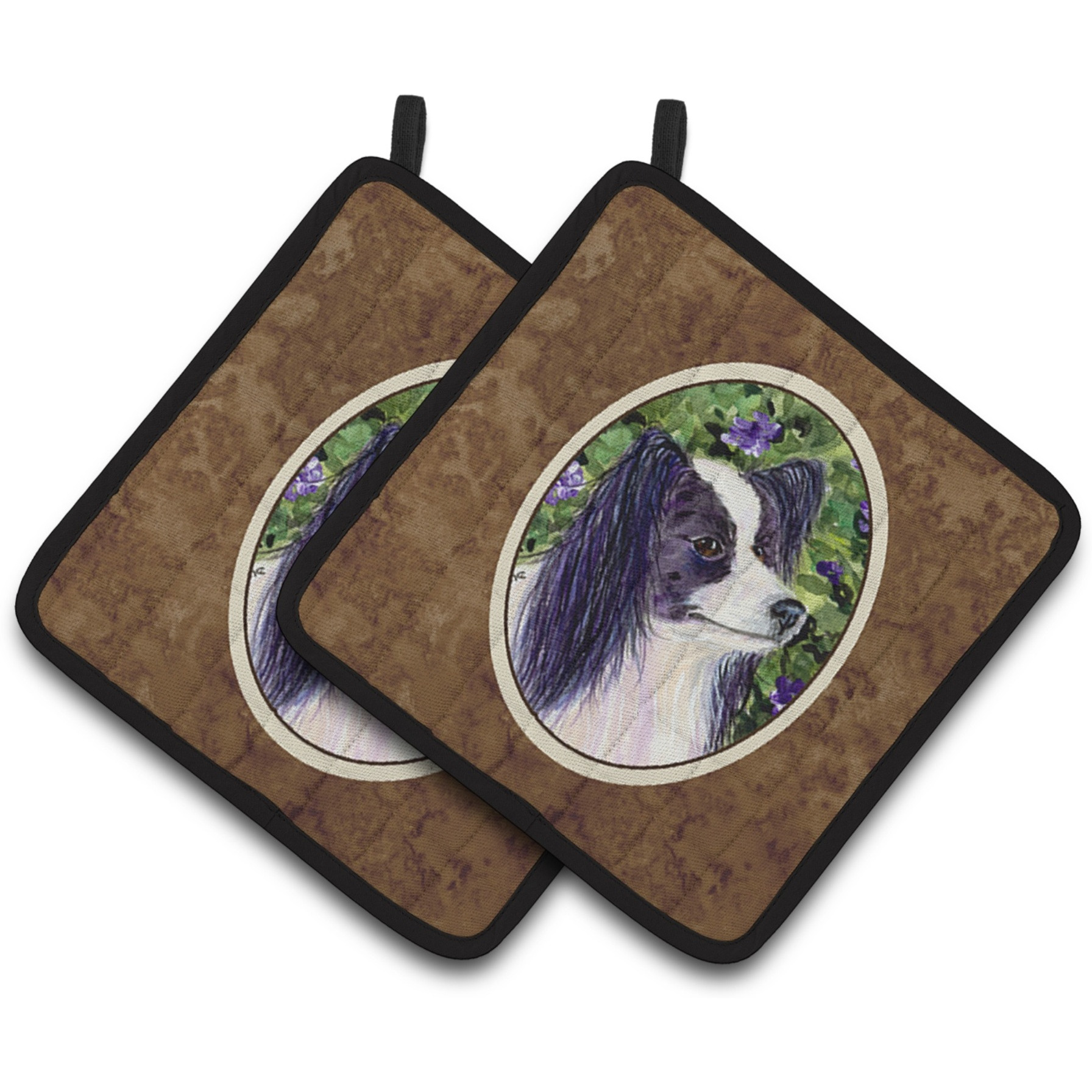 &quotCaroline's Treasures Papillon Pair of Pot Holders SS8896PTHD, 7.5HX7.5W, Multicolor"