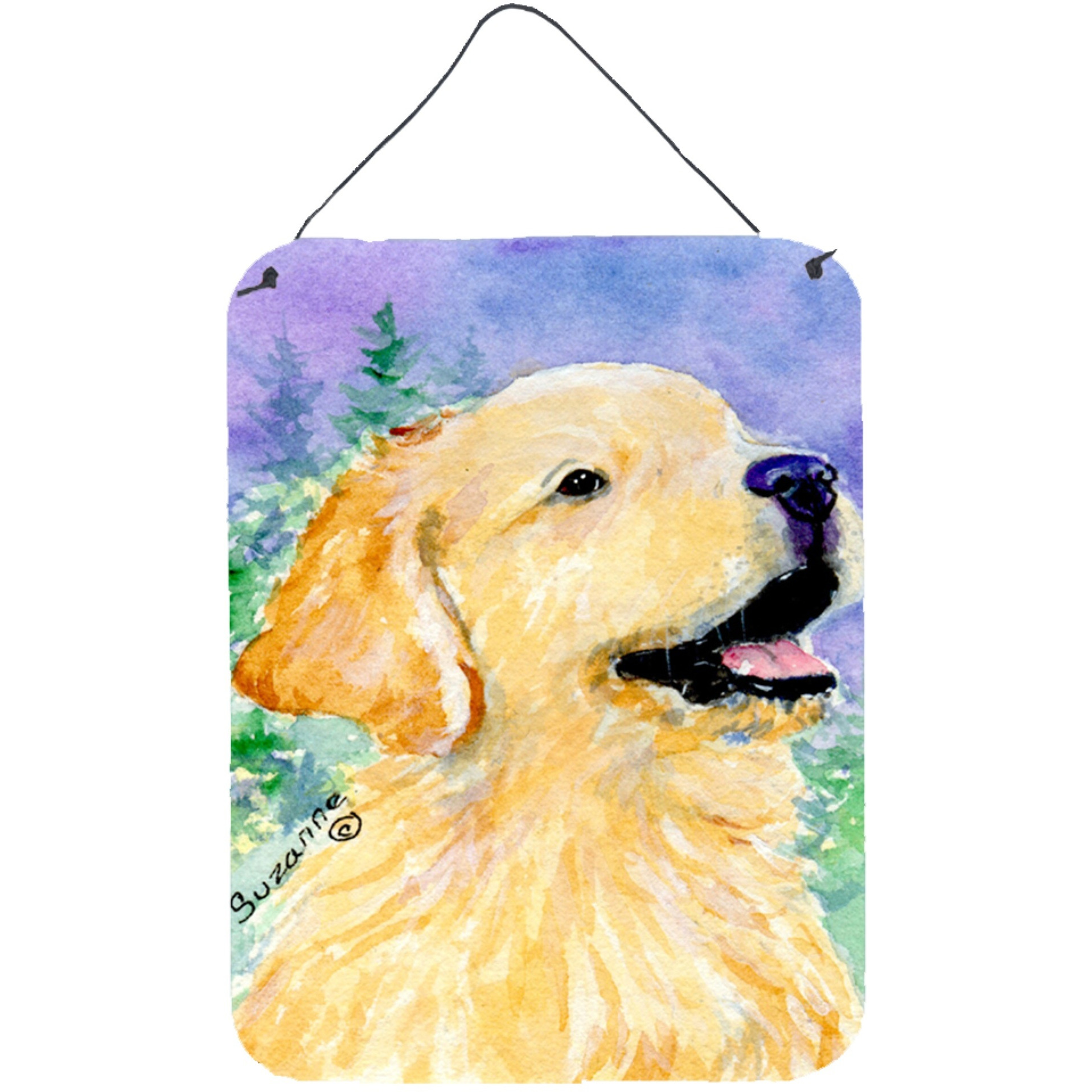 &quotCaroline's Treasures SS8904DS1216 Golden Retriever Aluminium Metal Wall or Door Hanging Prints, 16"" x 12"", Multicolor"