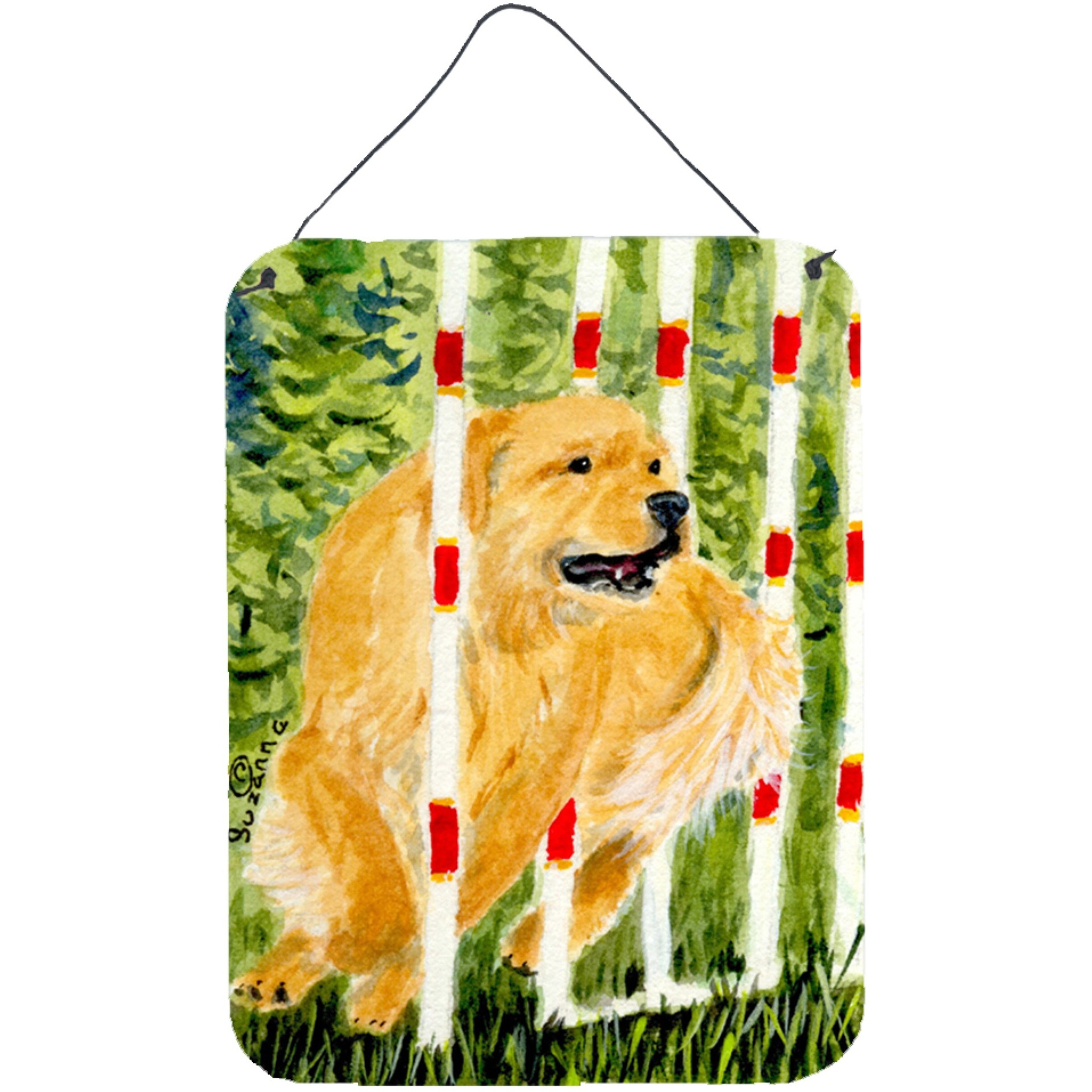 &quotCaroline's Treasures SS8906DS1216 Golden Retriever Aluminium Metal Wall or Door Hanging Prints, 16"" x 12"", Multicolor"
