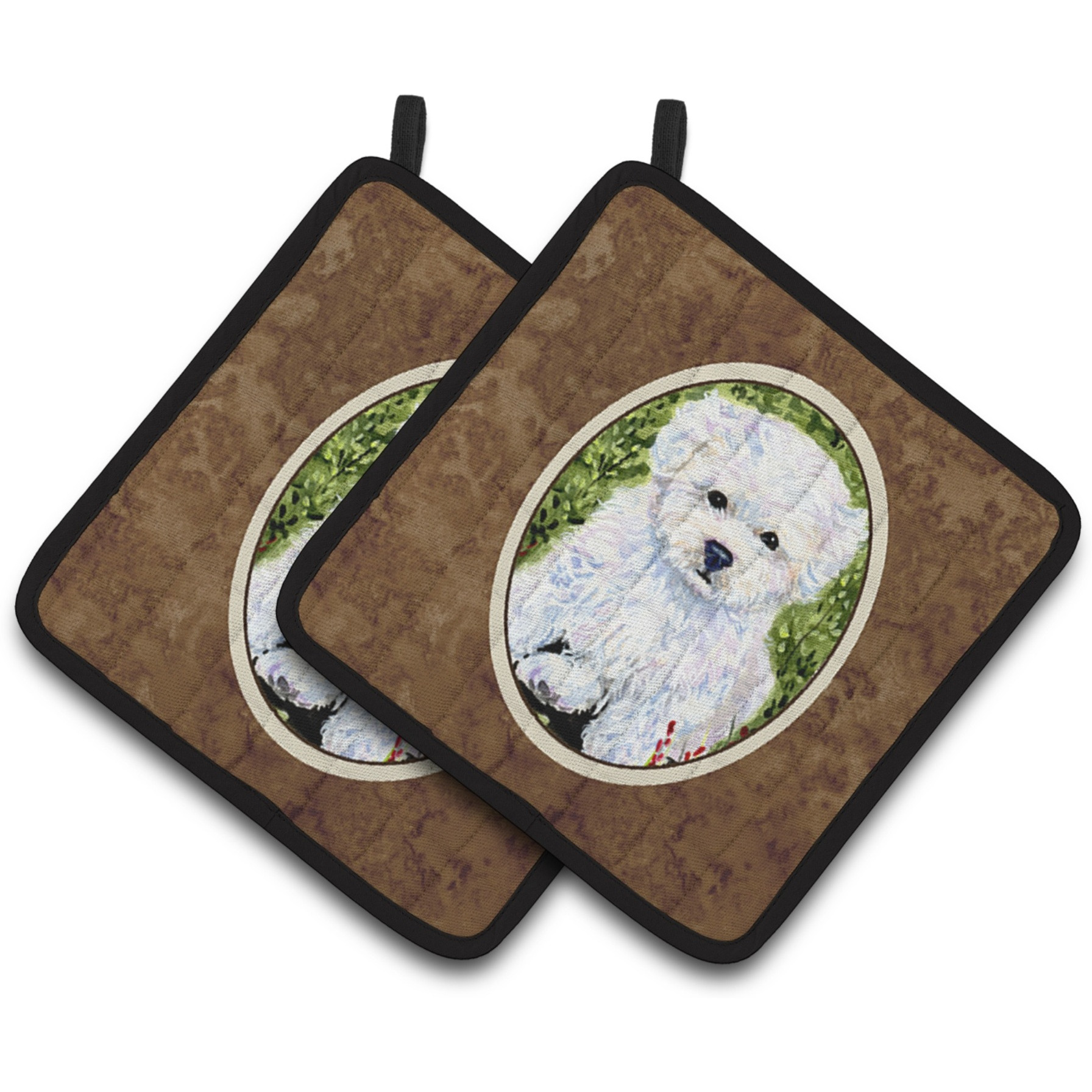 &quotCaroline's Treasures Bichon Frise Pair of Pot Holders SS8913PTHD, 7.5HX7.5W, Multicolor"
