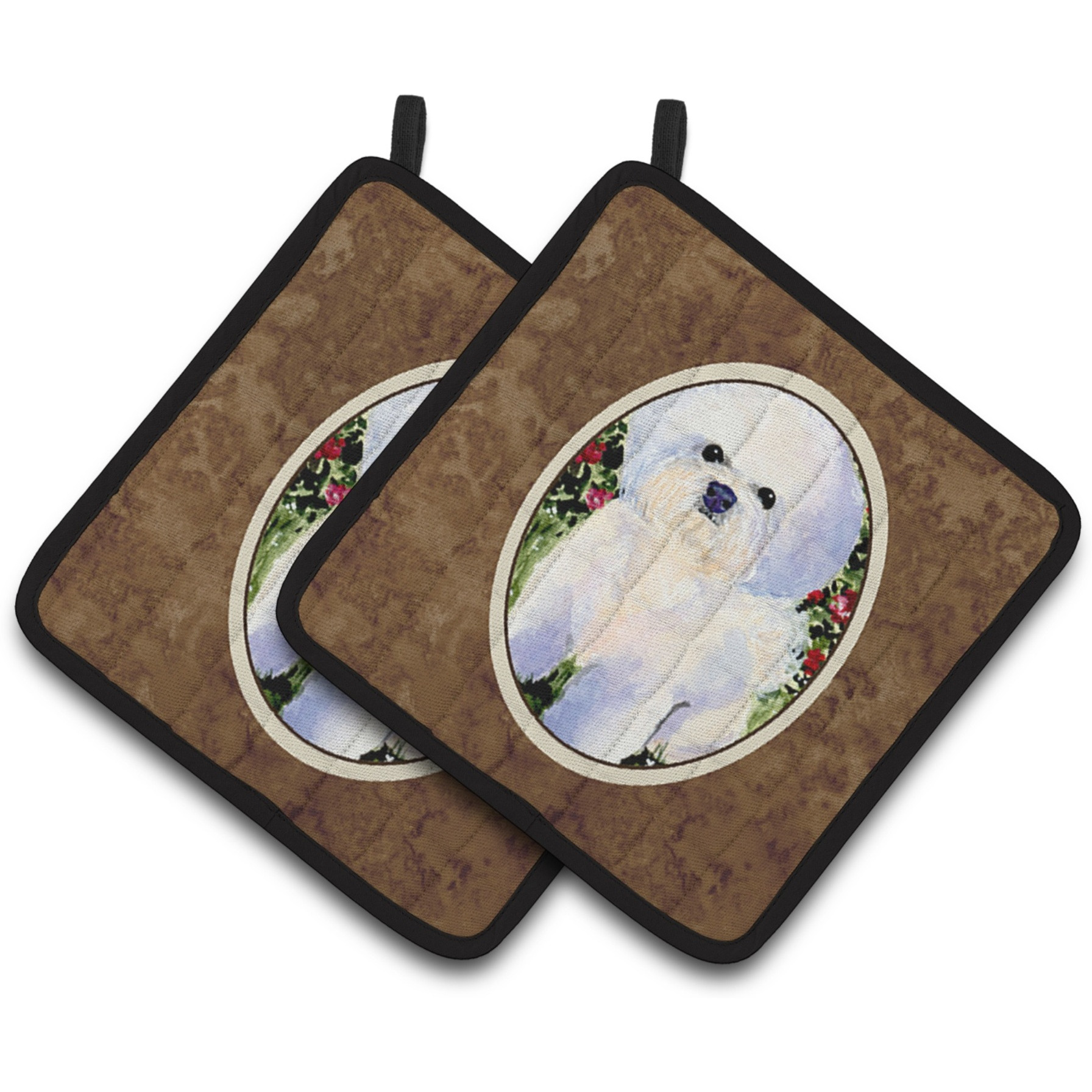 &quotCaroline's Treasures Bichon Frise Pair of Pot Holders SS8914PTHD, 7.5HX7.5W, Multicolor"