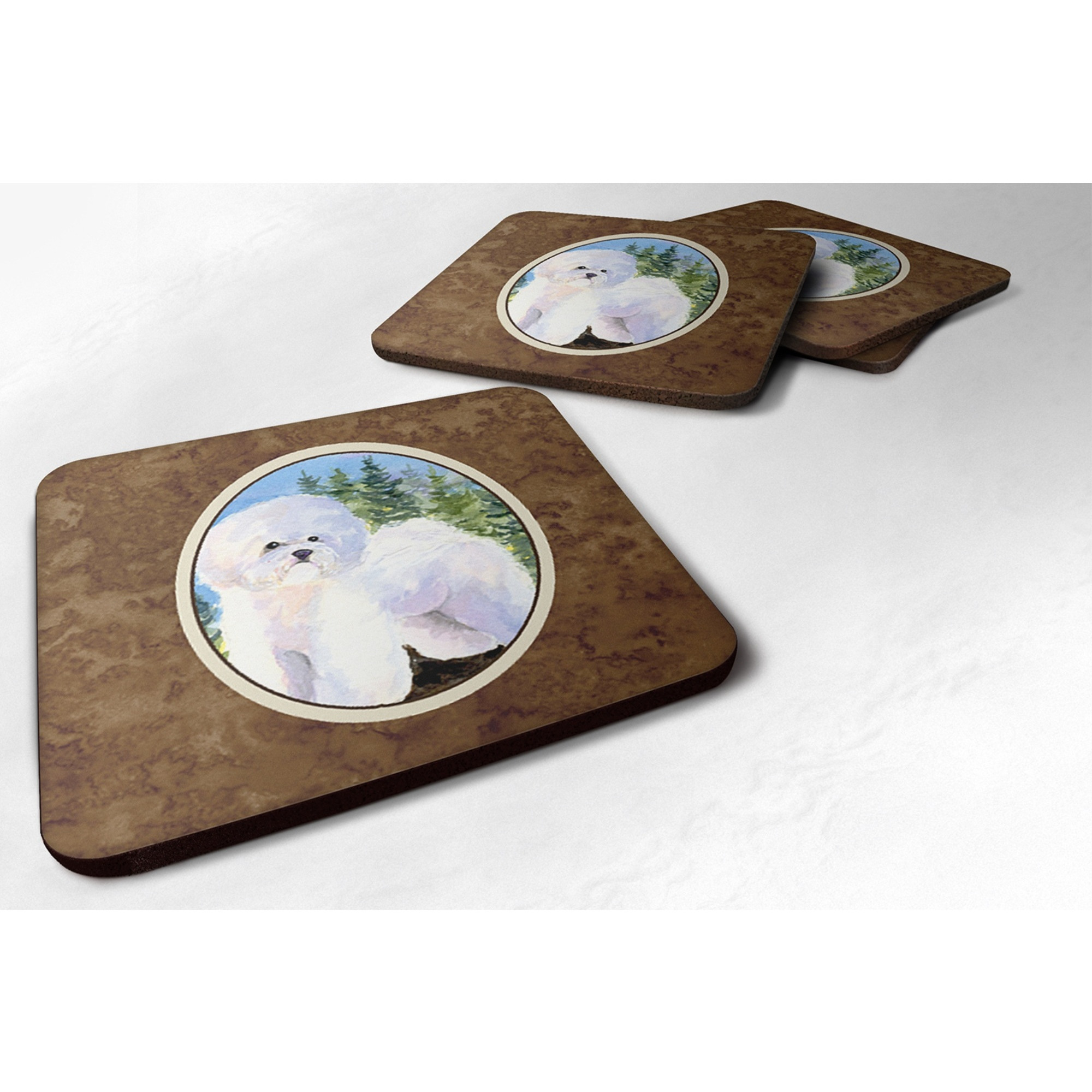&quotCaroline's Treasures SS8916FC Bichon Frise Foam Coasters (Set of 4), 3.5"" H x 3.5"" W, Multicolor"