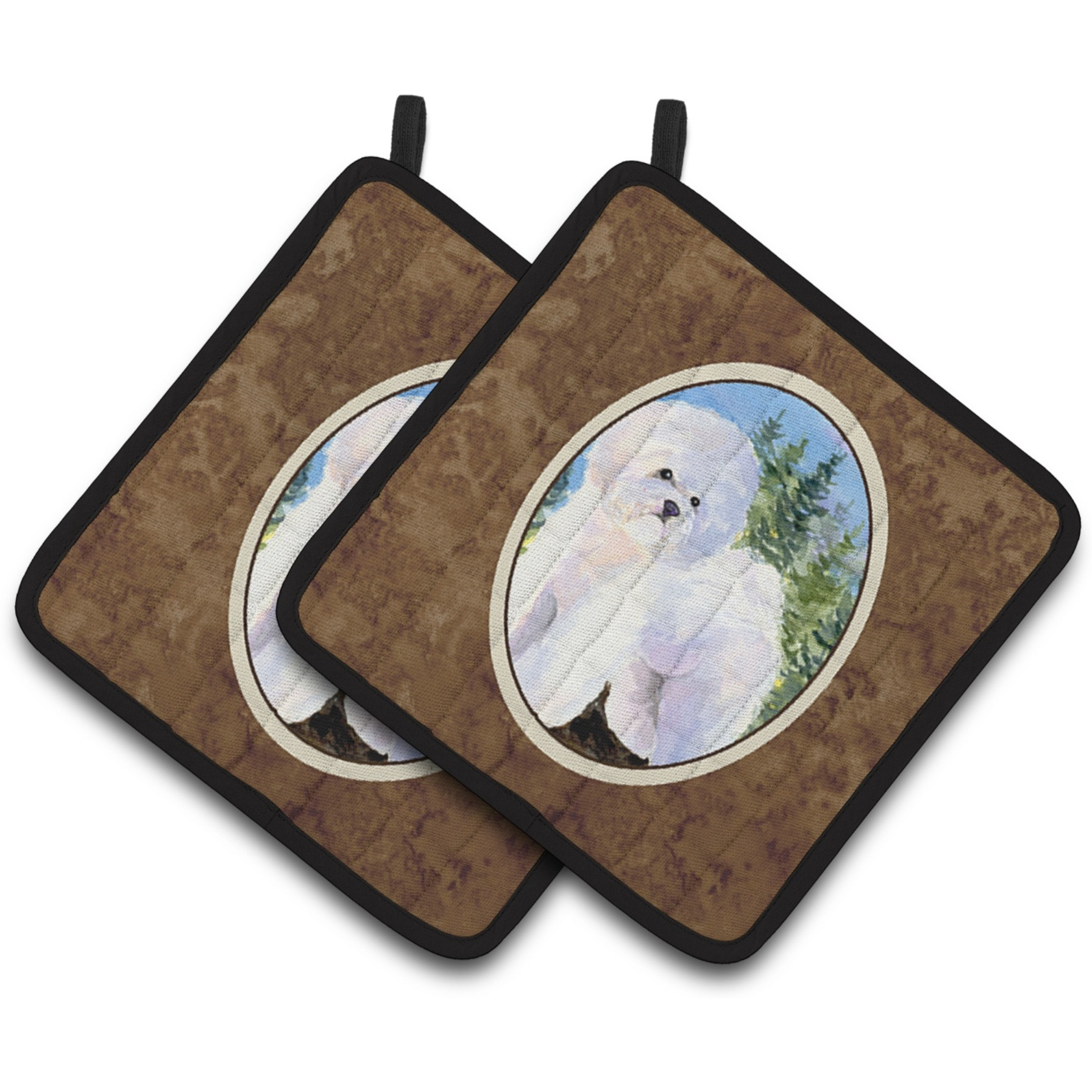 &quotCaroline's Treasures Bichon Frise Pair of Pot Holders SS8916PTHD, 7.5HX7.5W, Multicolor"