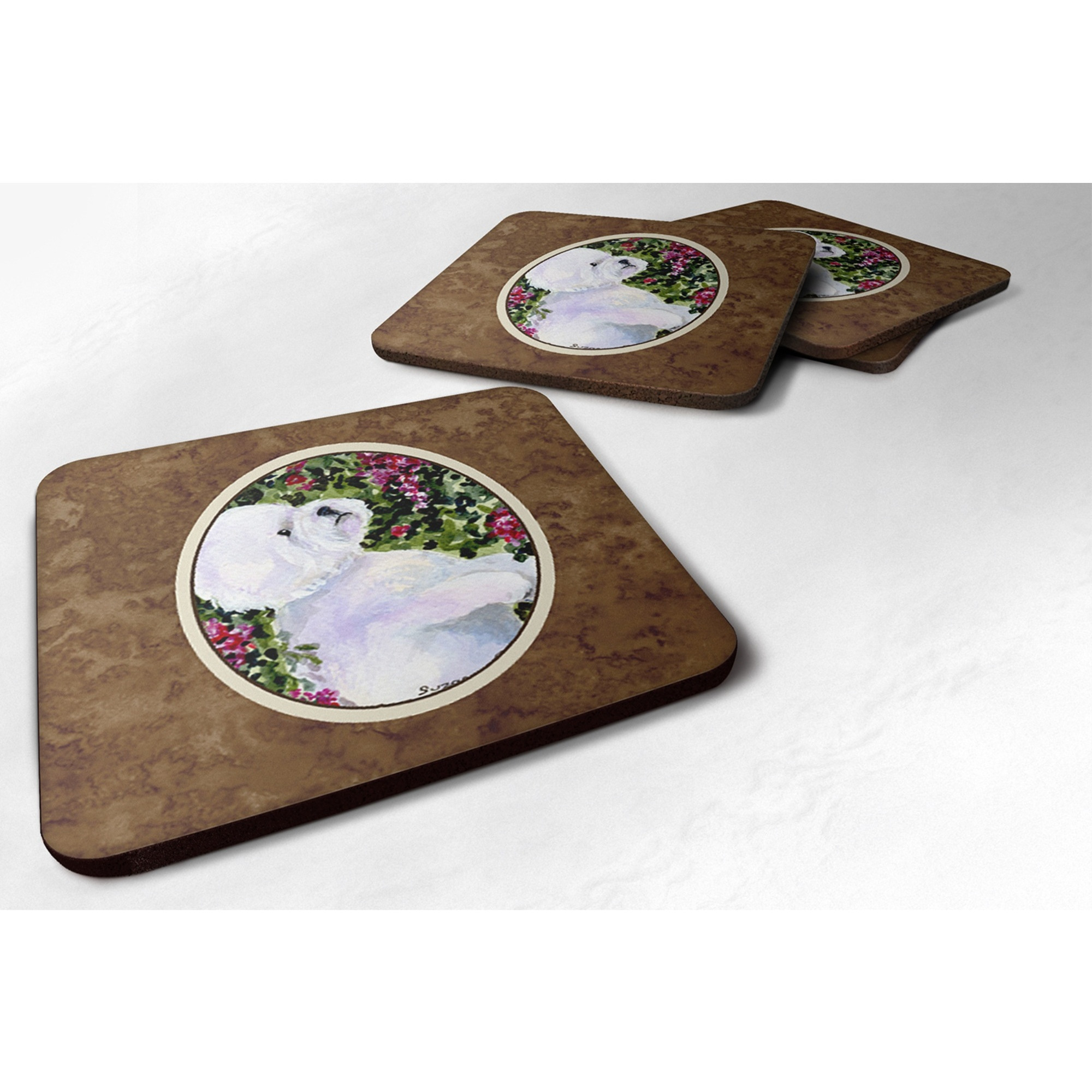 &quotCaroline's Treasures SS8917FC Bichon Frise Foam Coasters (Set of 4), 3.5"" H x 3.5"" W, Multicolor"