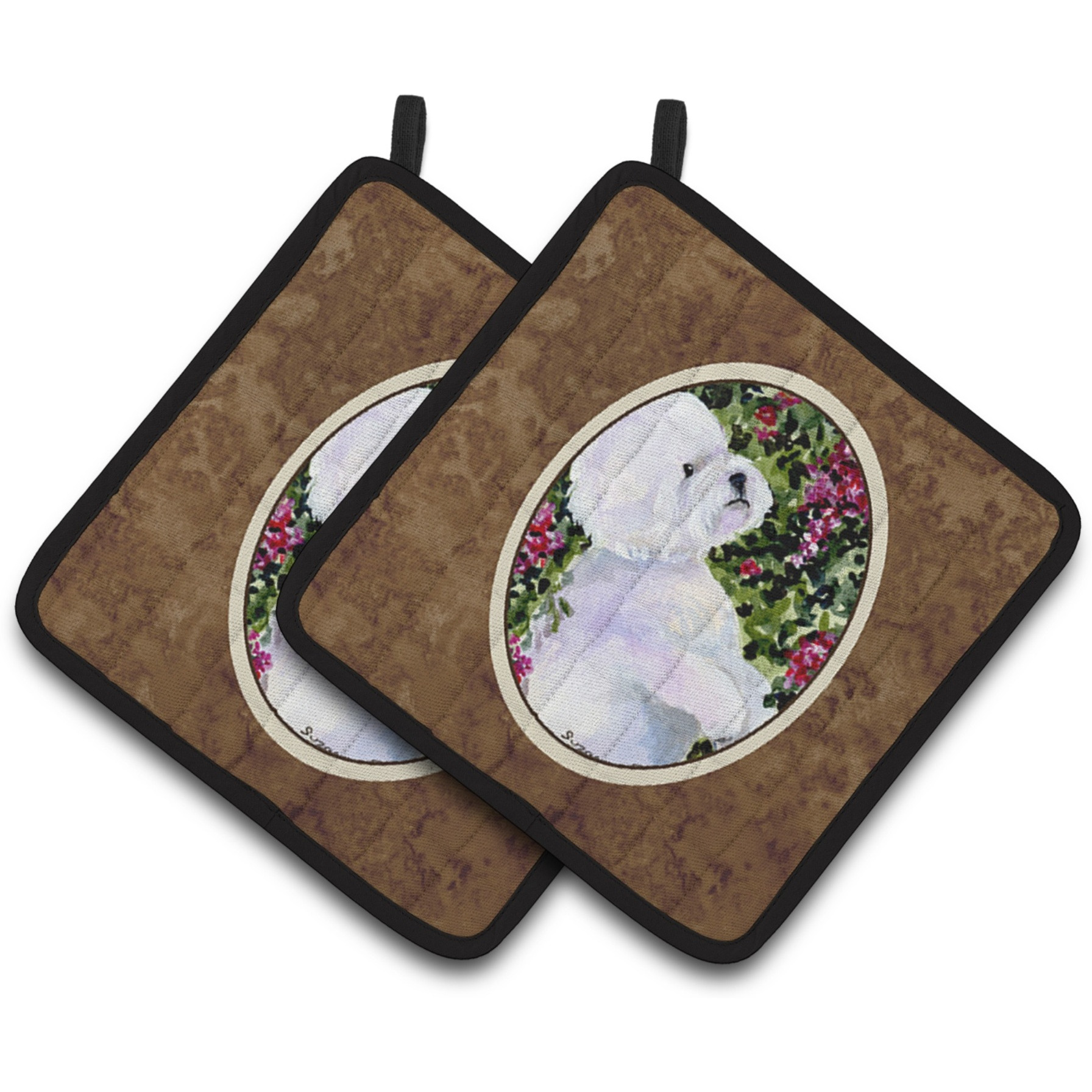 &quotCaroline's Treasures Bichon Frise Pair of Pot Holders SS8917PTHD, 7.5HX7.5W, Multicolor"