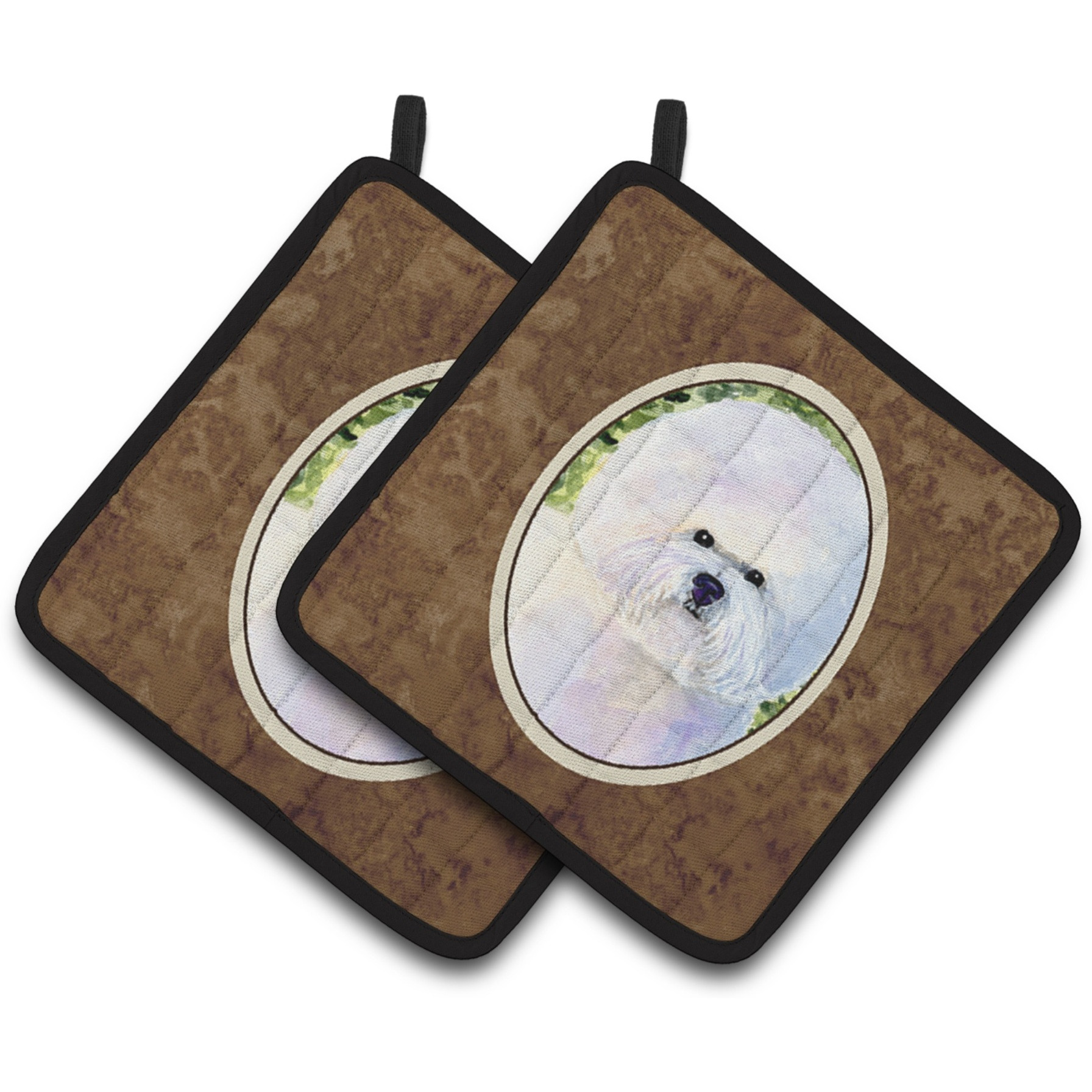 &quotCaroline's Treasures Bichon Frise Pair of Pot Holders SS8919PTHD, 7.5HX7.5W, Multicolor"