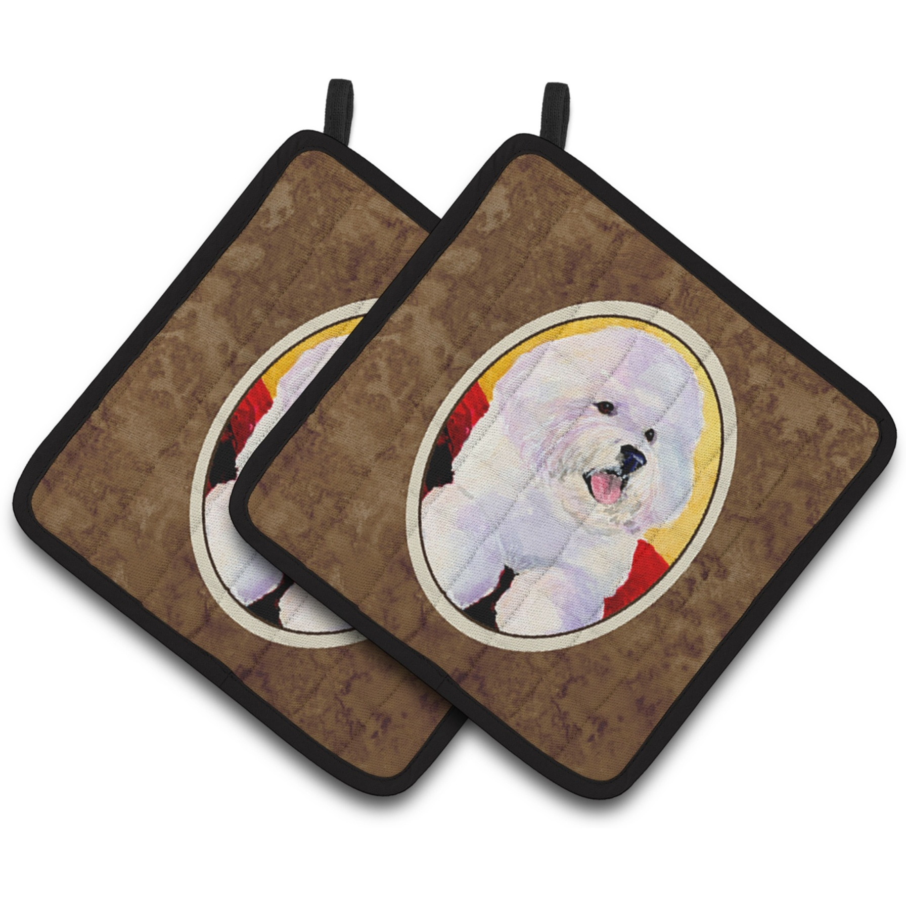 &quotCaroline's Treasures Bichon Frise Pair of Pot Holders SS8921PTHD, 7.5HX7.5W, Multicolor"