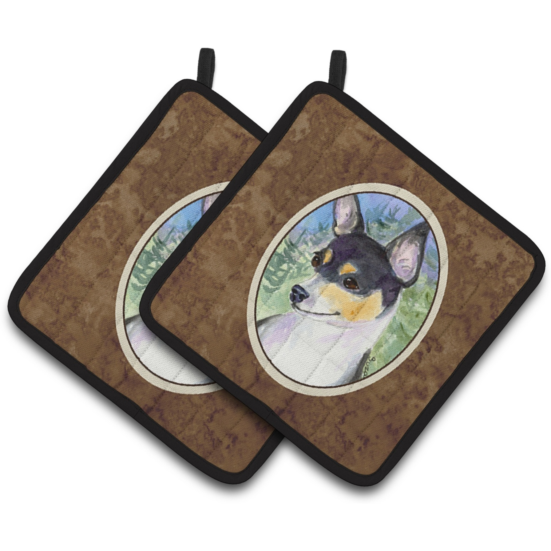 &quotCaroline's Treasures Rat Terrier Pair of Pot Holders SS8927PTHD, 7.5HX7.5W, Multicolor"