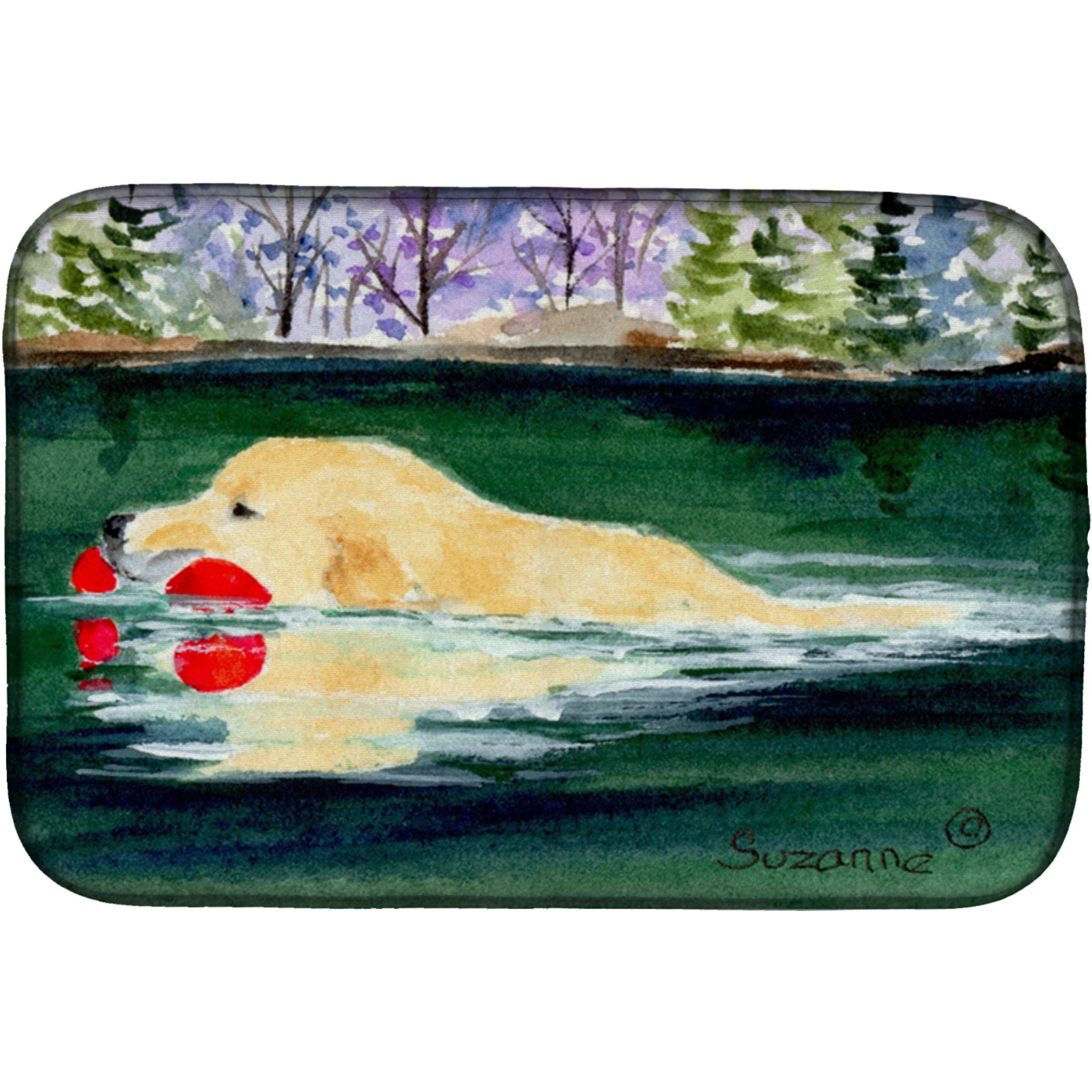 &quotCaroline's Treasures Golden Retriever Dish Drying Mat, 14"" x 21"", Multicolor"