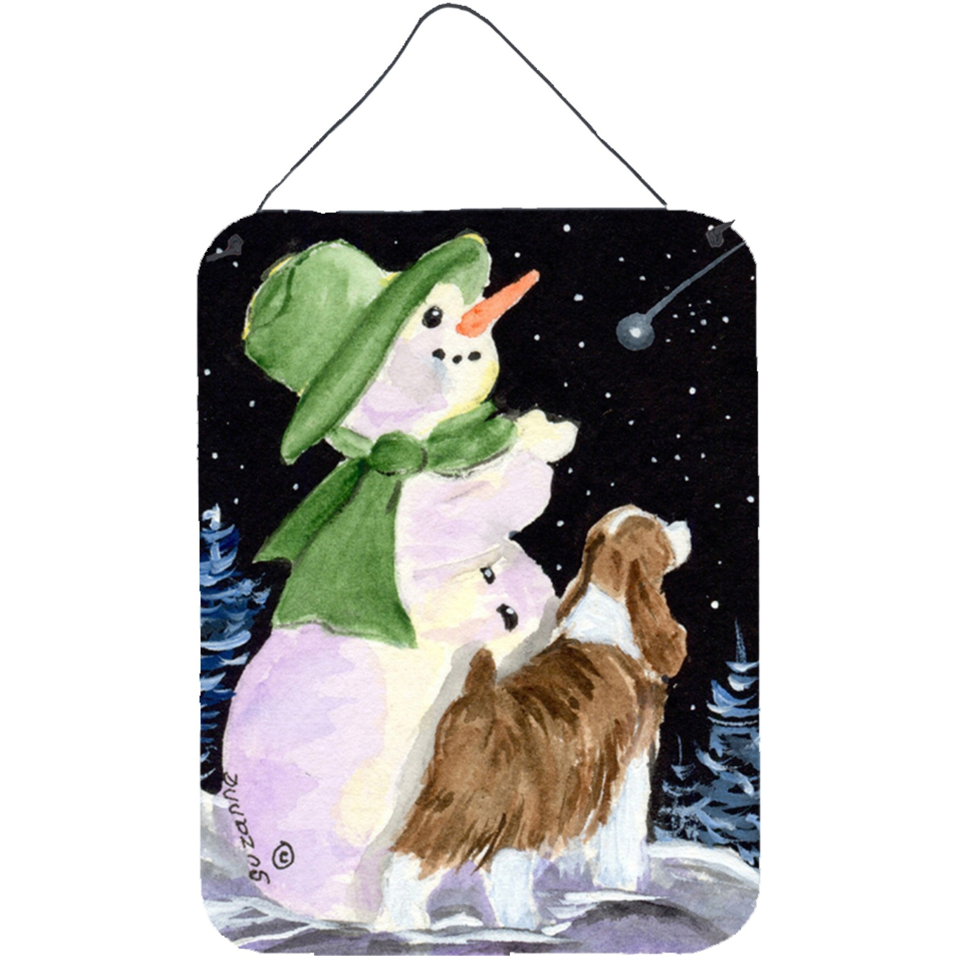 &quotCaroline's Treasures Snowman with English Springer Spaniel Wall or Door Hanging Prints, 16"" x 12"", Multicolor"