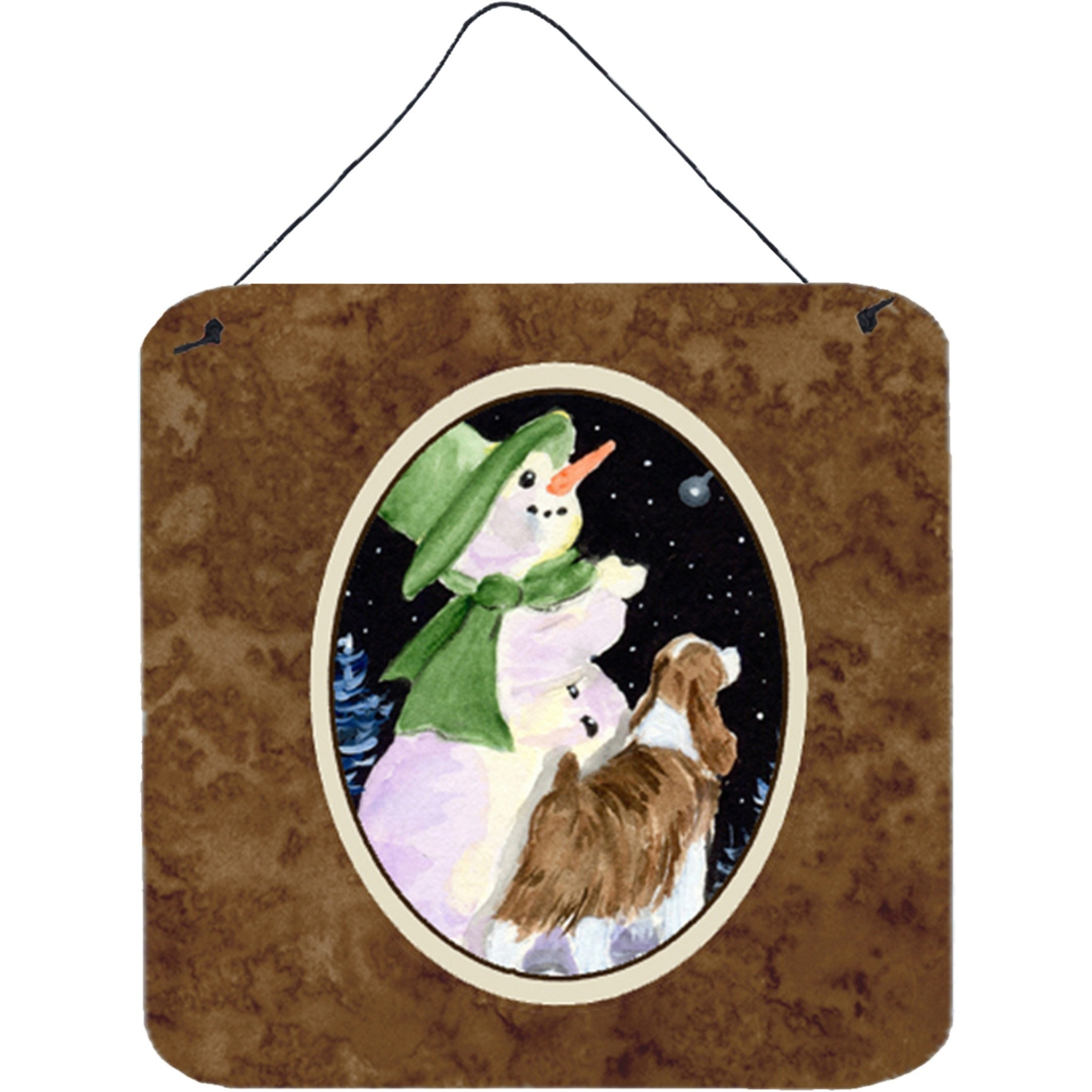 &quotCaroline's Treasures Snowman with English Springer Spaniel Wall or Door Hanging Prints, 6 x 6"", Multicolor"