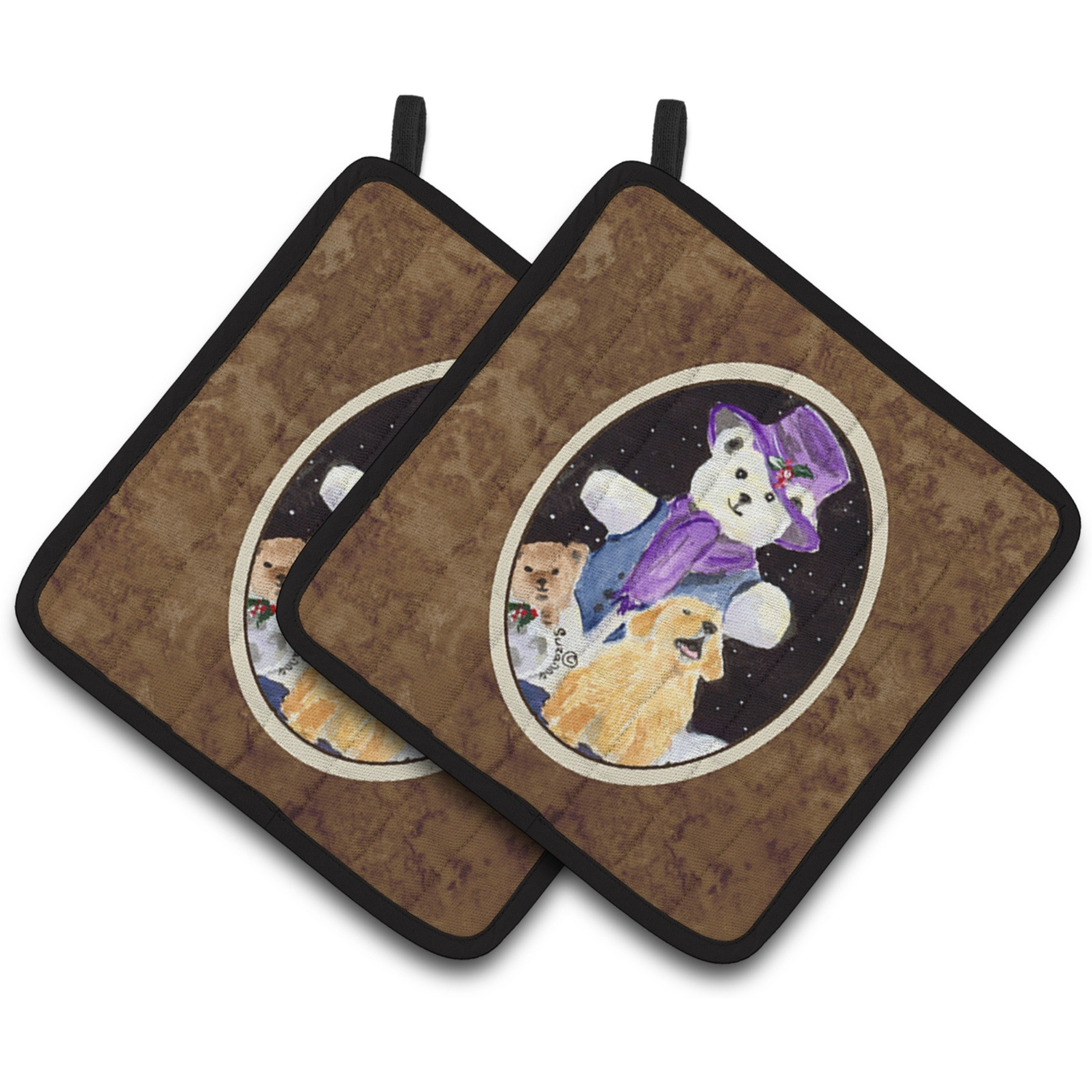 &quotCaroline's Treasures Golden Retriever Pair of Pot Holders SS8954PTHD, 7.5HX7.5W, Multicolor"