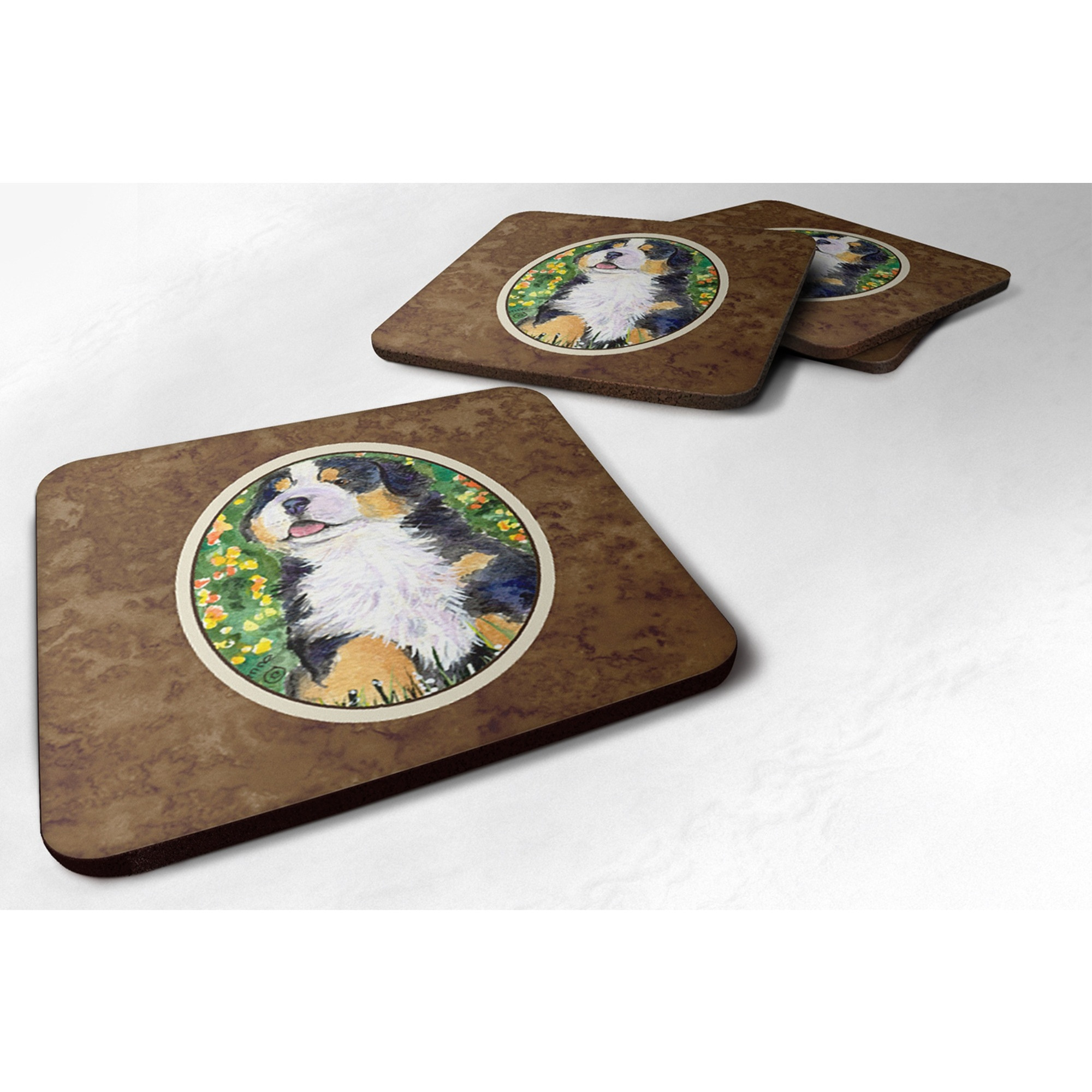 &quotCaroline's Treasures SS8955FC Bernese Mountain Dog Foam Coasters (Set of 4), 3.5"" H x 3.5"" W, Multicolor"
