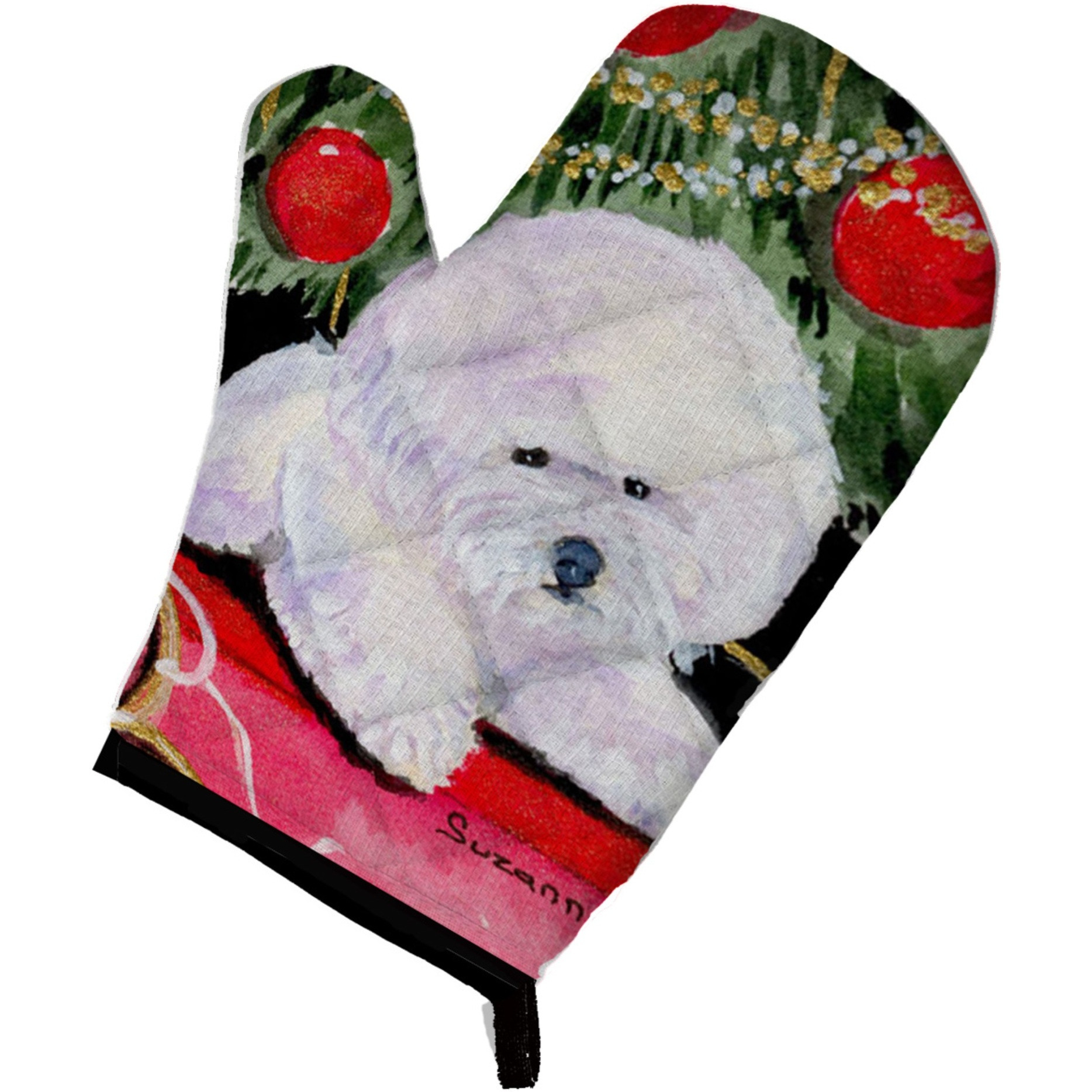 &quotCaroline's Treasures SS8957OVMT Christmas Tree with Bichon Frise Oven Mitt, 12"" by 8.5"", Multicolor"