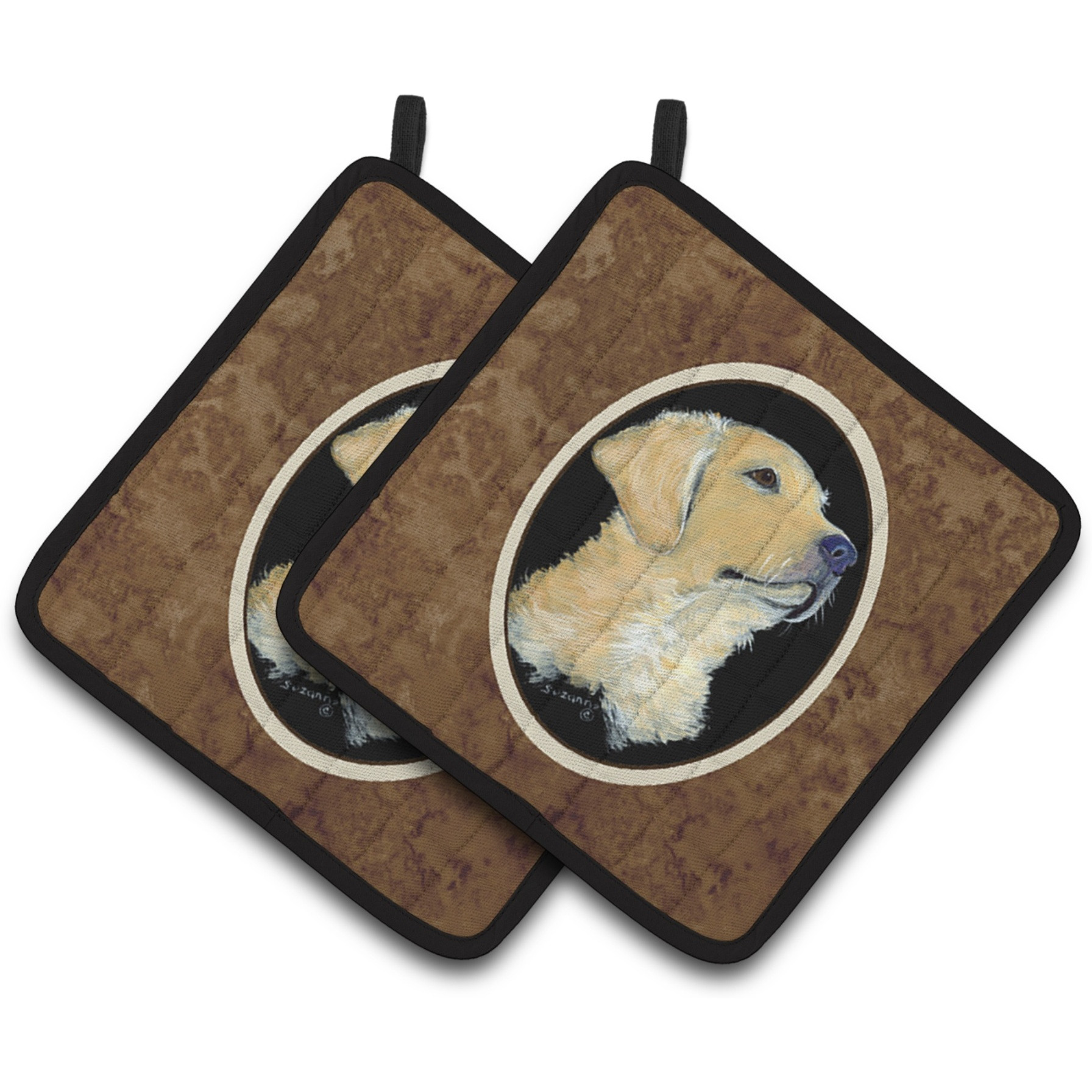 &quotCaroline's Treasures Golden Retriever Pair of Pot Holders SS8960PTHD, 7.5HX7.5W, Multicolor"