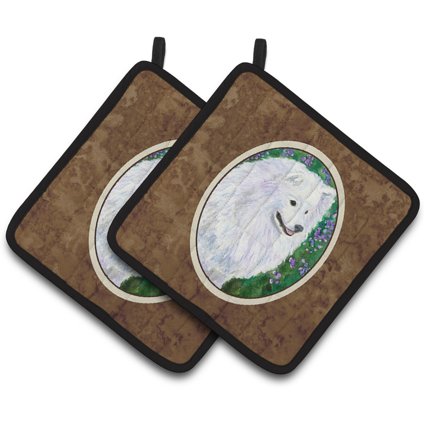 &quotCaroline's Treasures American Eskimo Pair of Pot Holders SS8965PTHD, 7.5HX7.5W, Multicolor"
