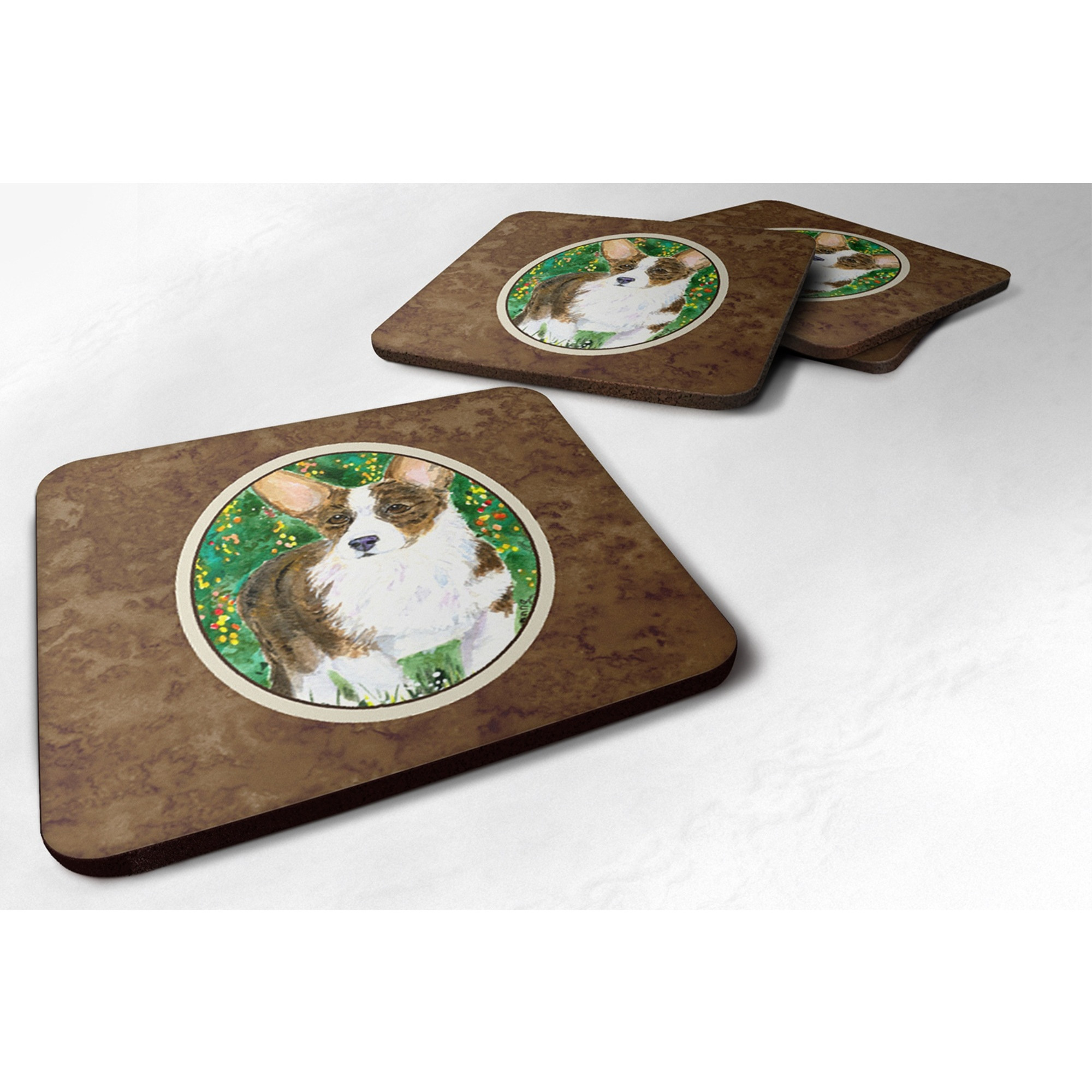 &quotCaroline's Treasures SS8970FC Corgi Foam Coasters (Set of 4), 3.5"" H x 3.5"" W, Multicolor"